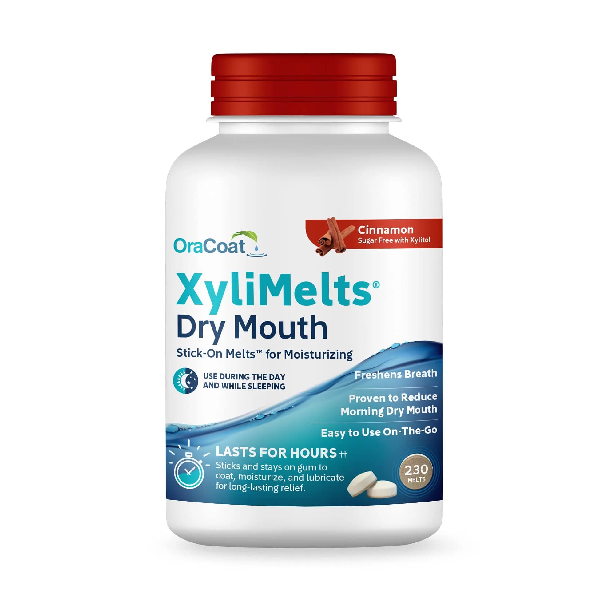 Oracoat XyliMelts Dry Mouth Discs Cinnamon Flavor | 8-Hour Nighttime Relief for Dry Mouth - main product image