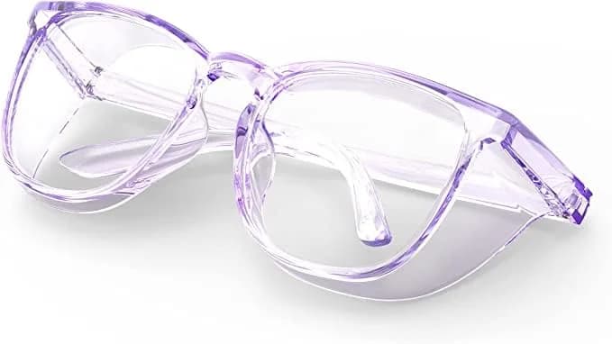 TOREGE Lightweight Anti-Fog Anti-Blue Light Safety Goggles for Women - Light Purple Blue & Clear Lens - main product image