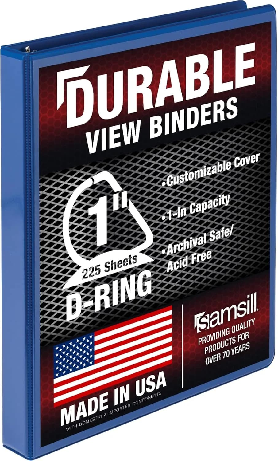 Samsill Blue 2.5cm (1 Inch) 3 Ring D-Ring Binder | Recycled Chipboard for Office & School - main product image