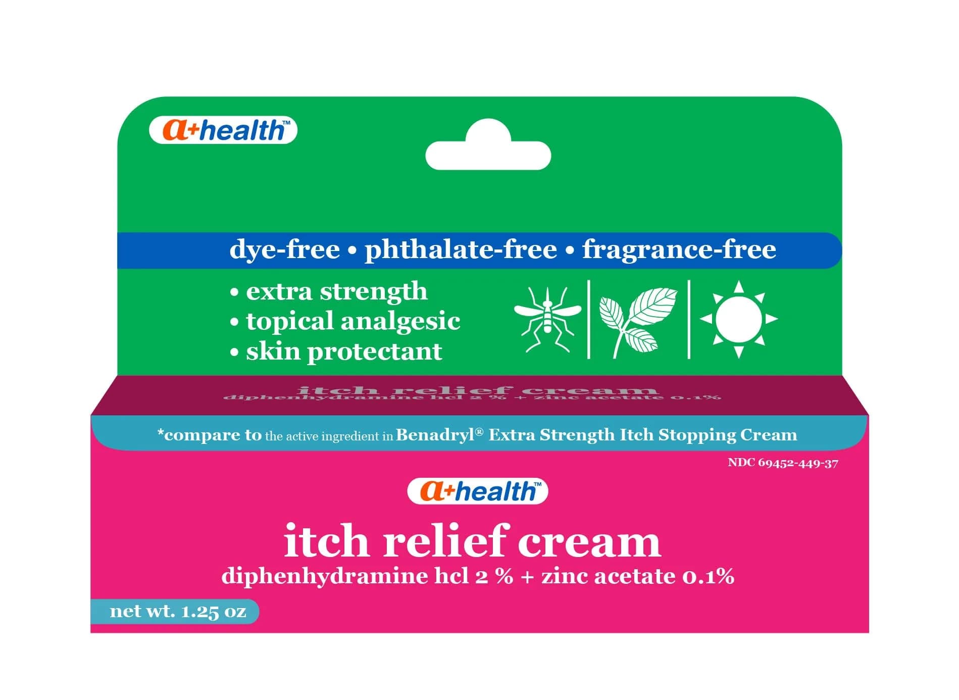A+Health Itch Relief Cream Extra Strength Diphenhydramine HCl 1.25 Oz | Fast Relief for Itching & Skin Irritations