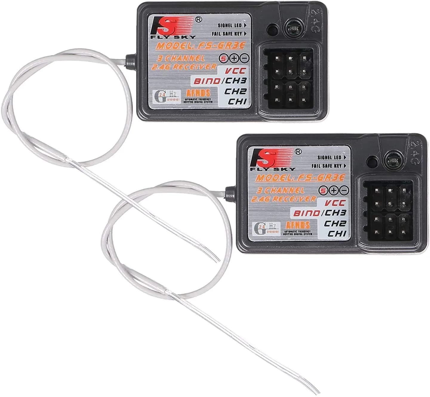 GLOBACT Flysky FS-GR3E Receiver 2.4GHz 3CH for RC Cars & Boats | Stable, Interference-Free, 100-200m Range - main product image