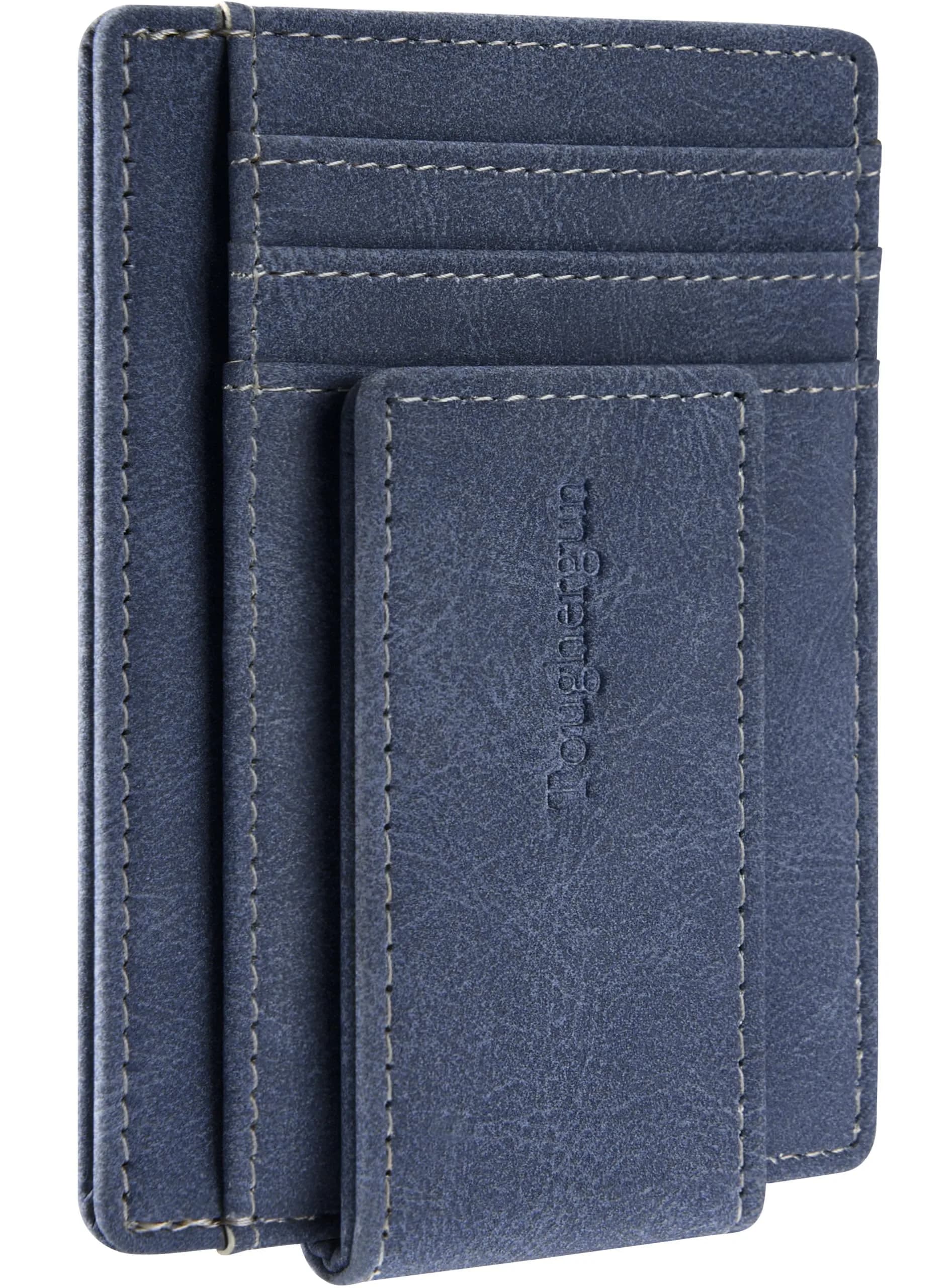 Toughergun Slim Wallet for Men RFID Blocking Money Clip, Minimalist Front Pocket Credit Card Holder, Magnetic Thin Mens Wallets with ID Window (Russet Brown, 4" x 3" x 0.3")