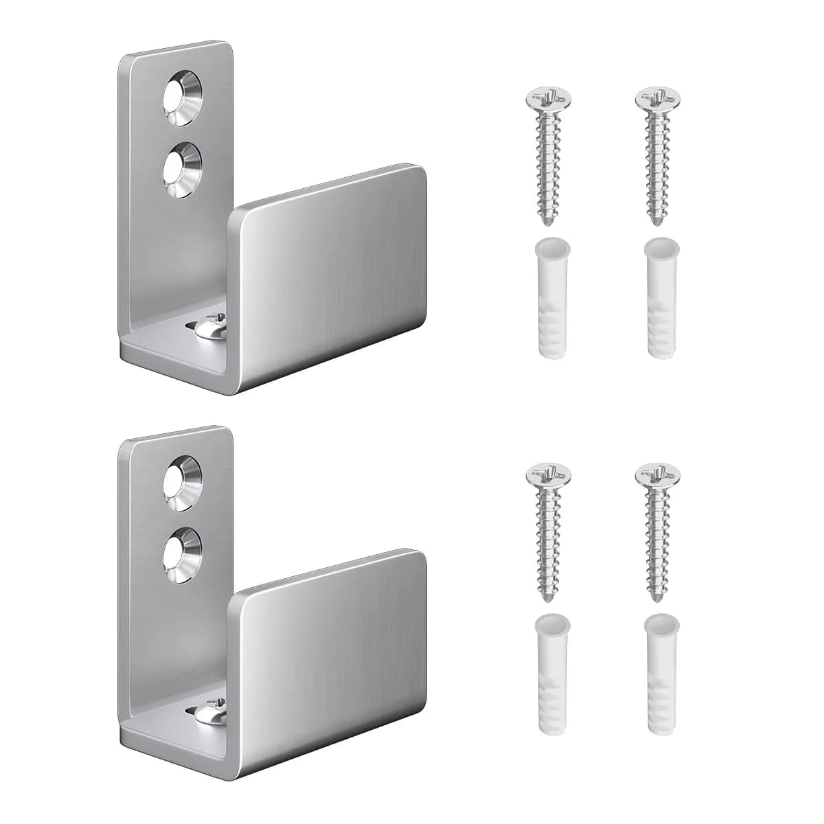 SMARTSTANDARD 2 Pack Adjustable U Shape Barn Door Floor Guides, Silver | Stainless Steel, Flat Bottom Design, Easy Install