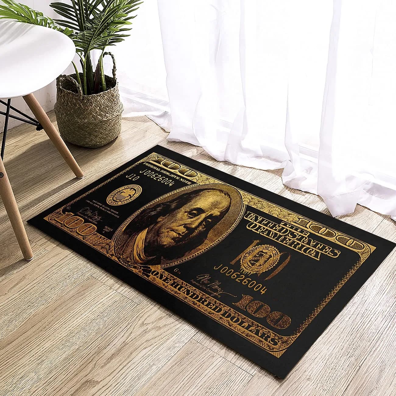GUBIYU Black Bathroom Rug Runner - Money Bills Design, Non-Slip, Water Absorption, Modern Style, 60cm x 90cm - main product image