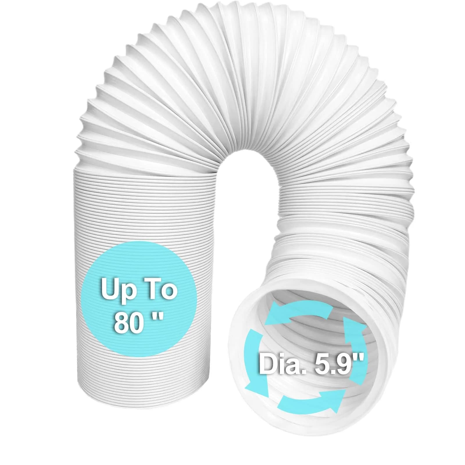 Qualward Portable Air Conditioner Hose 15 cm (5.9 Inch) Diameter, Anti-Clockwise Thread, Extends to 203 cm (80 Inch) - main product image