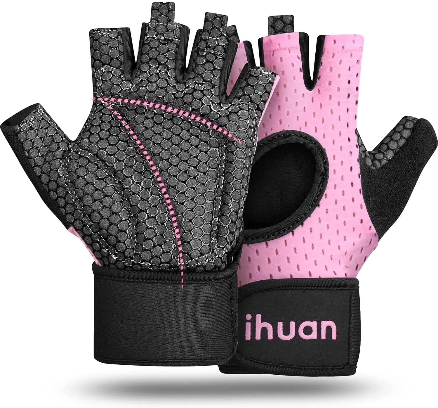 ihuan Breathable Weight Lifting Gloves: Fingerless Workout Gym | Wrist Support | Enhance Palm Protection | Extra Grip for Fitness