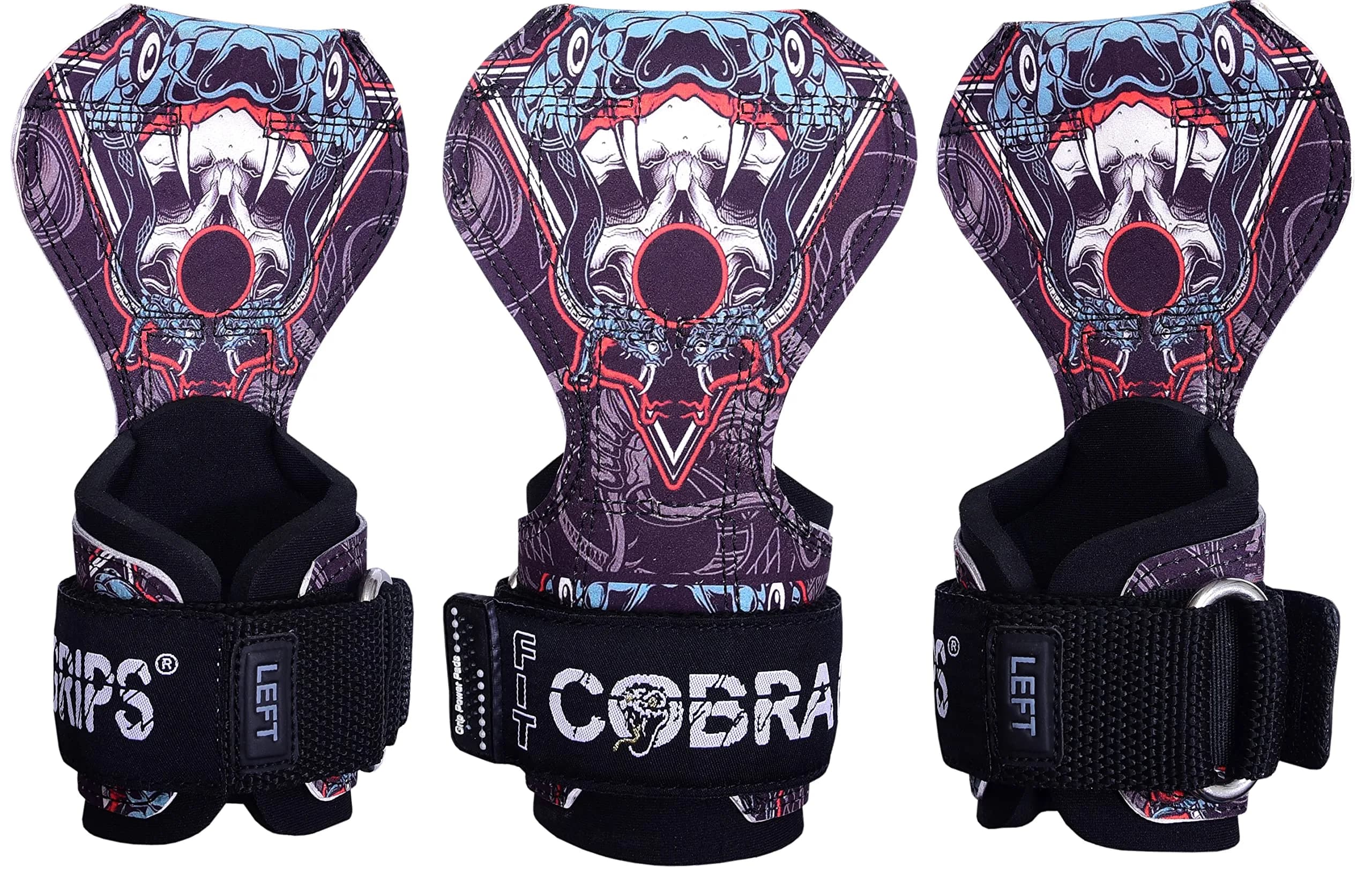 Cobra Grips Weight Lifting Gloves with Adjustable Neoprene Padded Wrist Wraps - Heavy Duty Alternative to Power Lifting Hooks for Deadlifts (FIT Fang-Sub-LA) 6mm - main product image