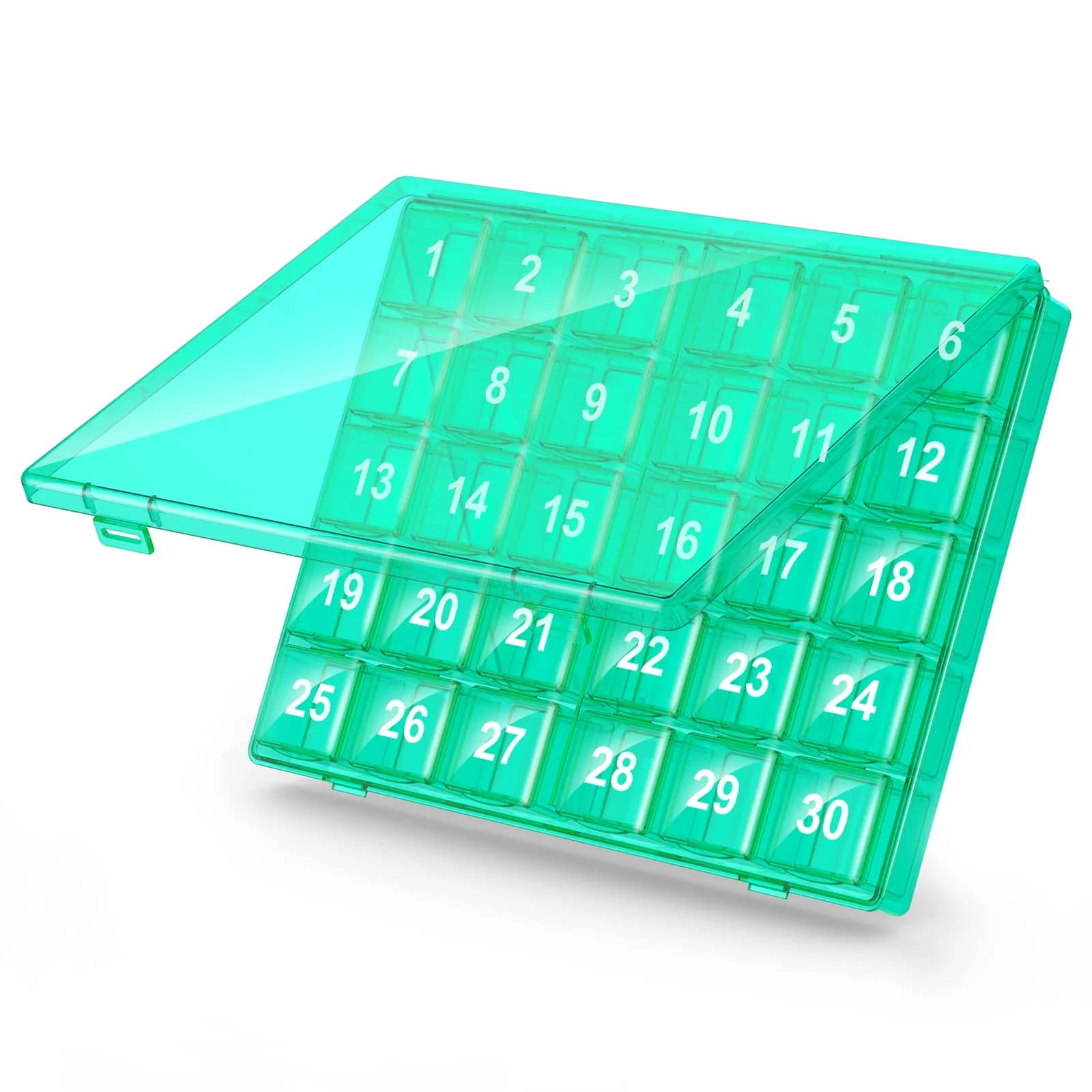 DOHIMGIO 30-Day Pill Organizer Box with Large Compartments | Easy Open Green Case for Vitamins & Medicine - main product image