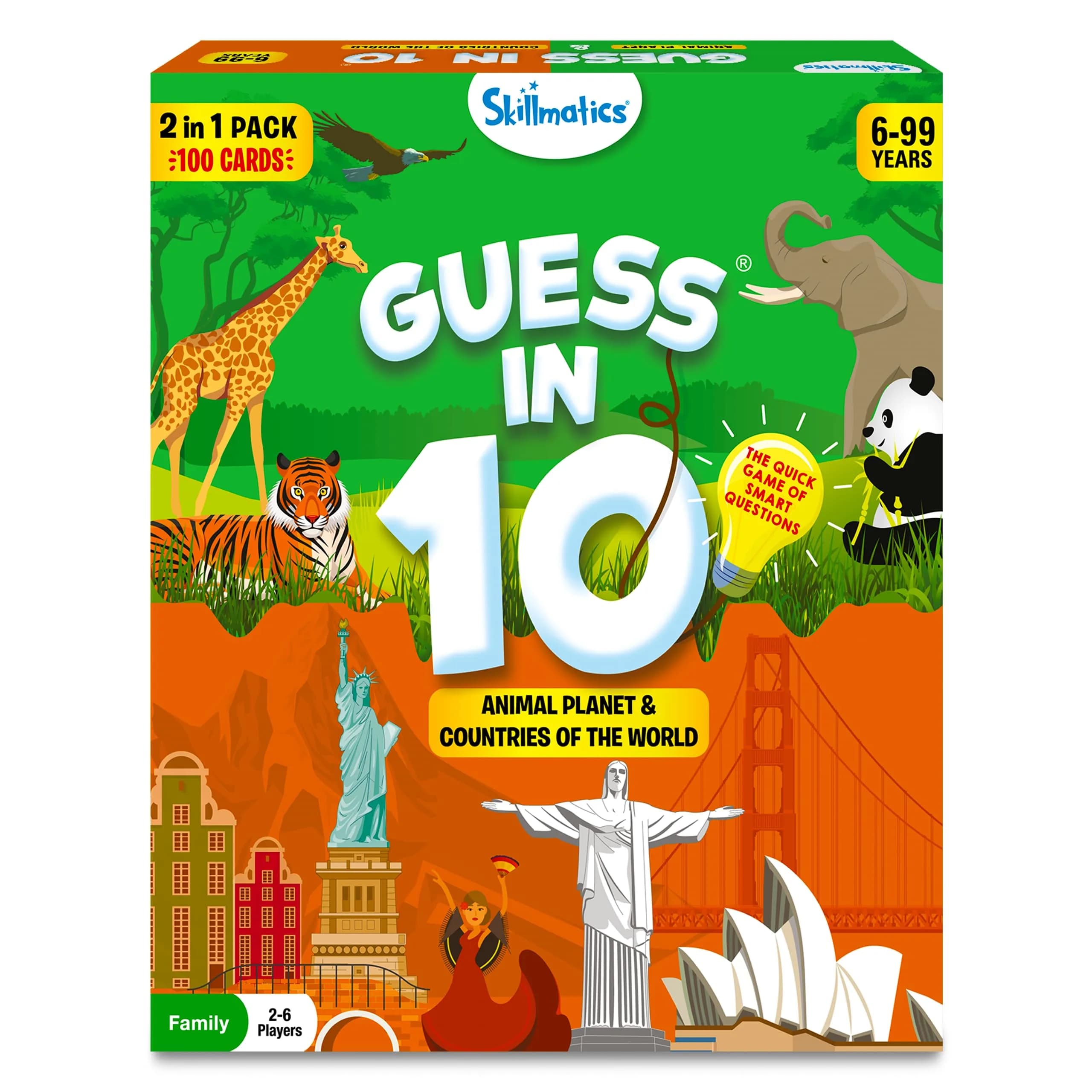 Skillmatics Guess in 10 Animals & Countries Combo Card Game | Educational Travel Game for Kids Ages 6+ (100 Cards) - main product image