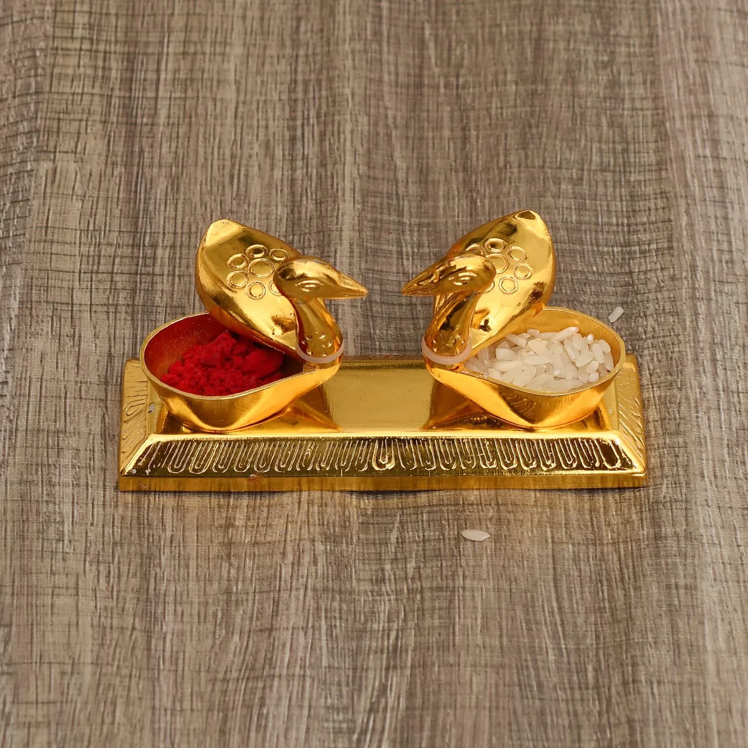 JAIPUR ACE Metal Brass Swan Kumkum Box | 6 x 11 x 6 cm (2.4 x 4.3 x 2.4 in) | Authentic Home Decor Item Container - main product image