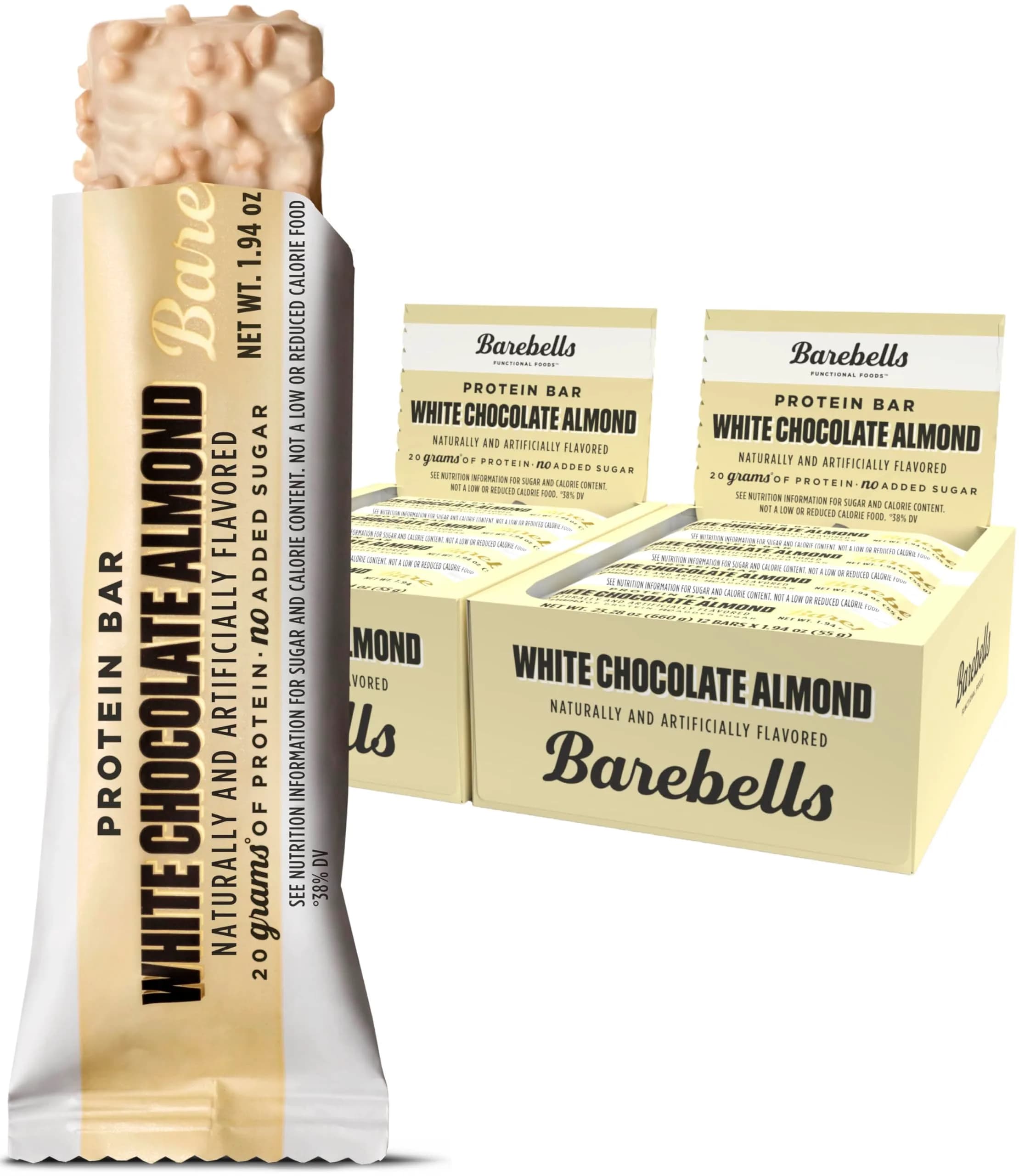 BAREBELLS White Chocolate Almond Protein Bars 24 Count | Chocolate Protein Bar - main product image