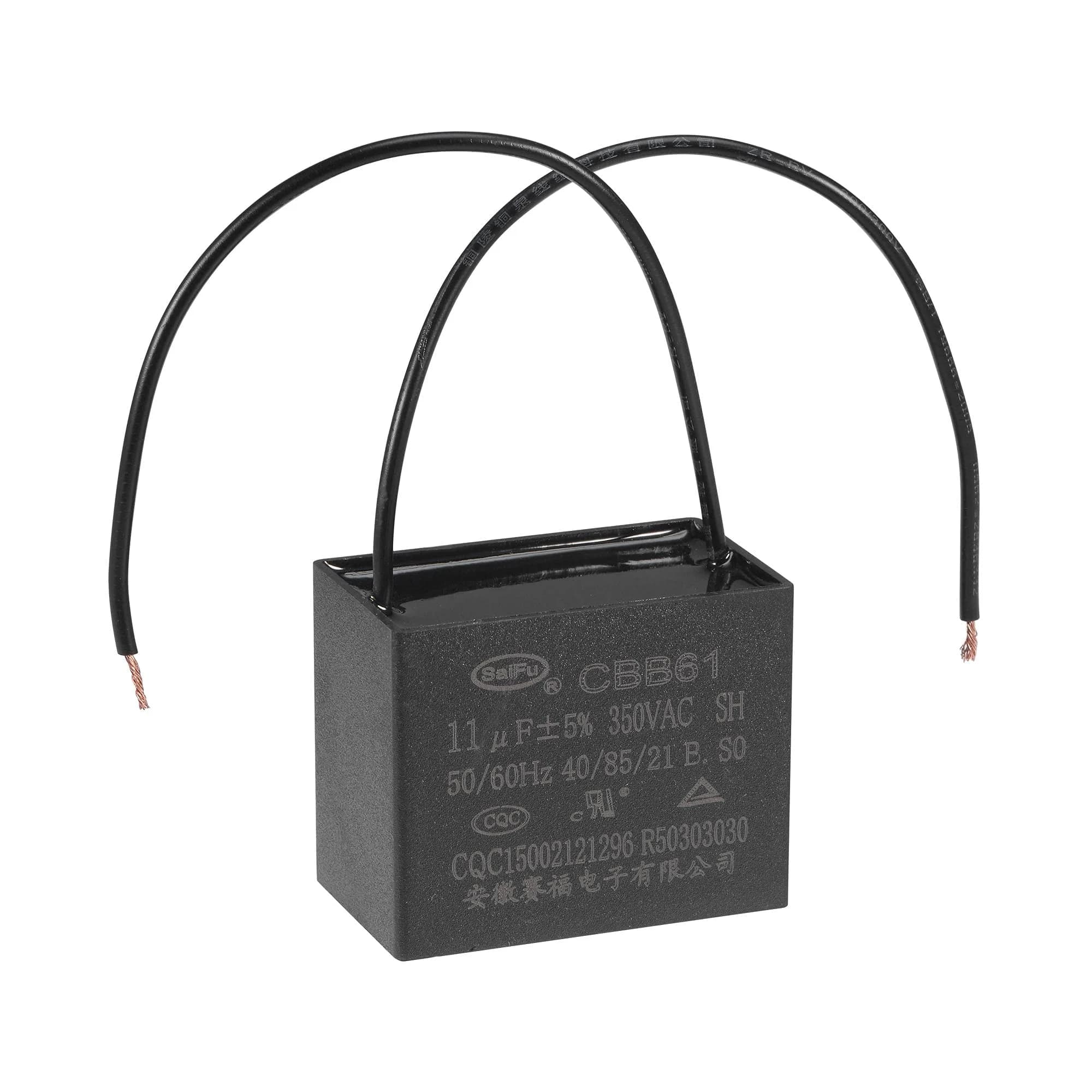 uxcell CBB61 11uF 350V AC Ceiling Fan Capacitor | Metallized Polypropylene Film, 50x40x30mm, 2 Wires