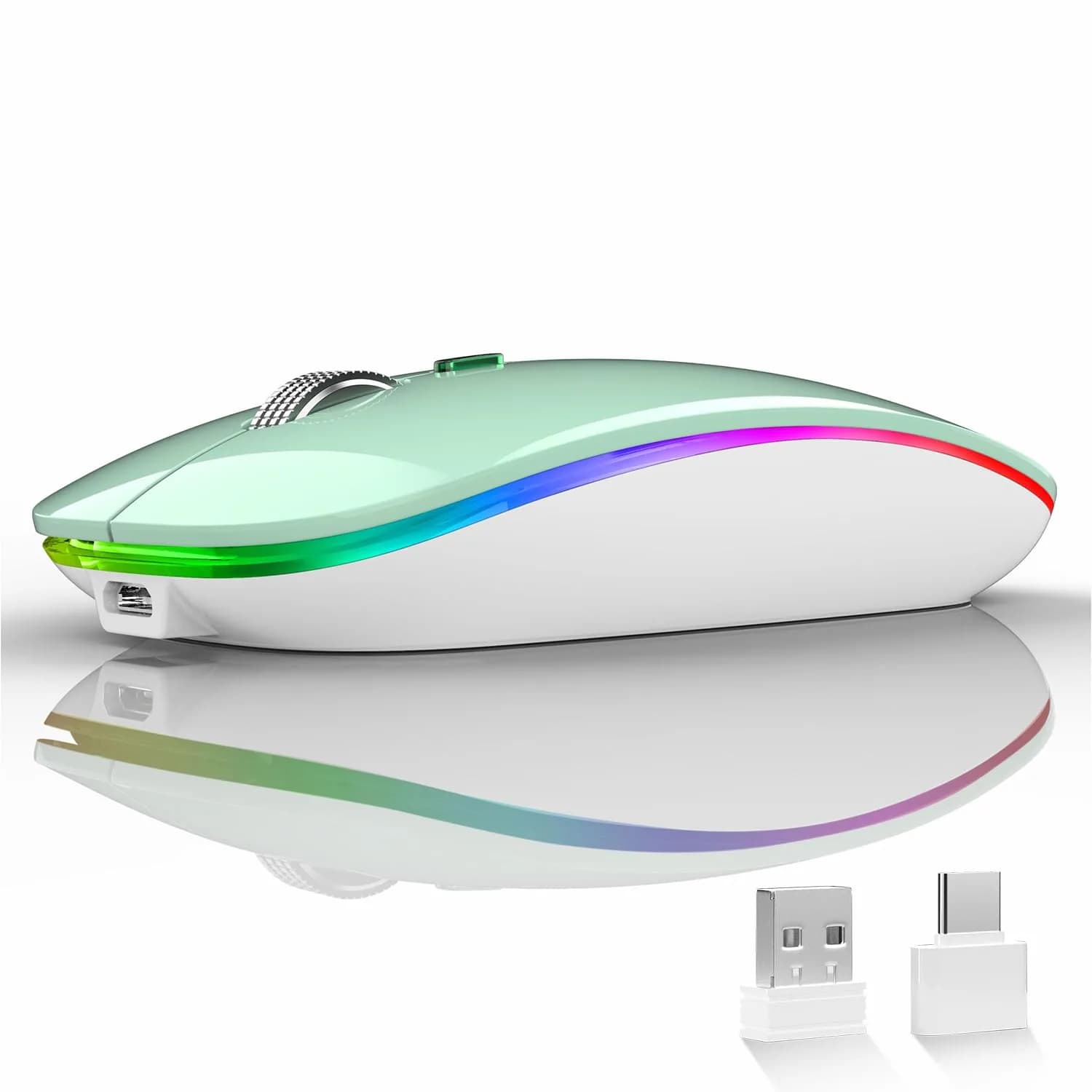 Uiosmuph G12 Wireless Mouse | Rechargeable, Silent, USB-C, 1600 DPI, Mint Green - main product image
