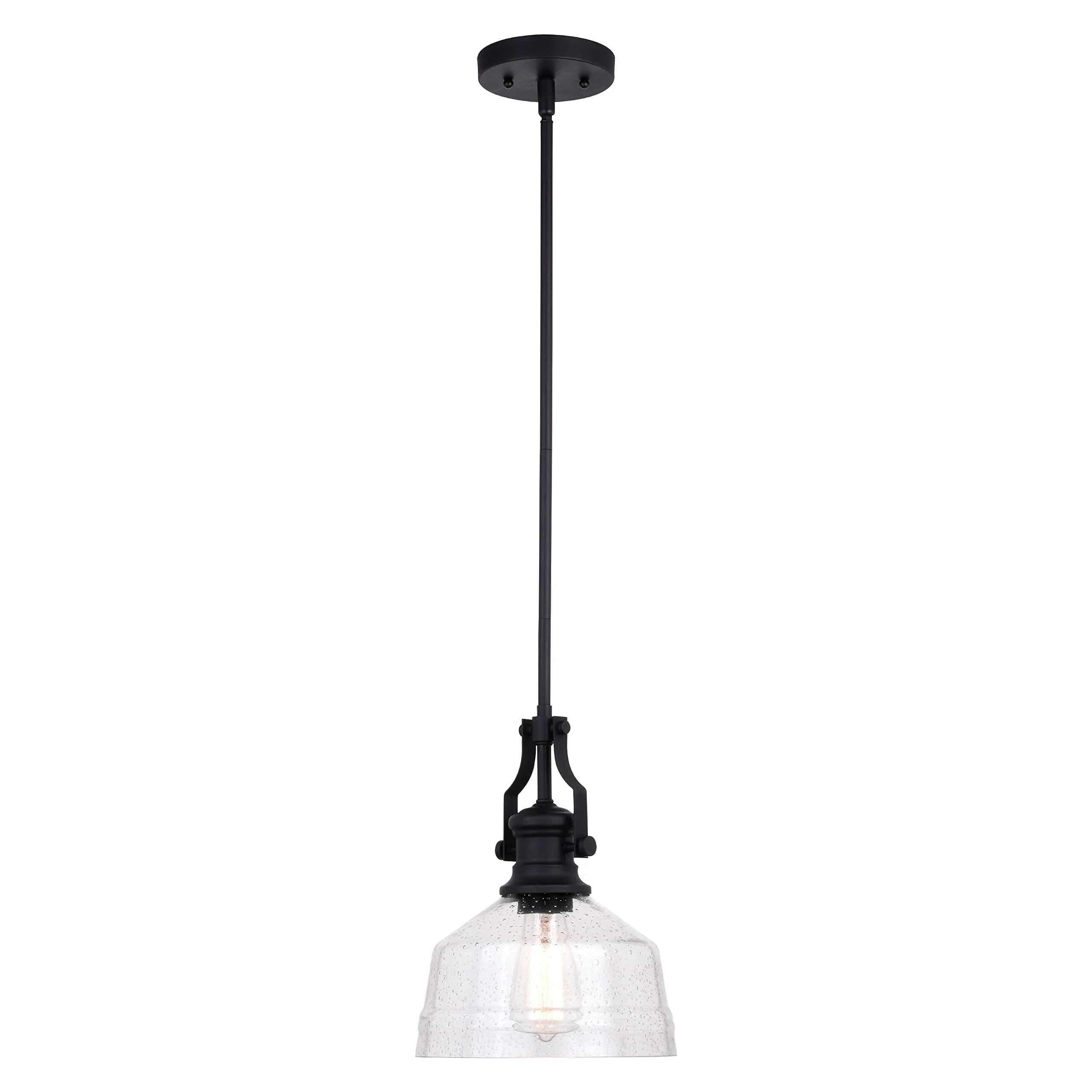 VAXCEL Beloit Mini Pendant for Kitchen Island, Farmhouse Style, Matte Black Finish, Clear Glass | Dimmable Ceiling Light