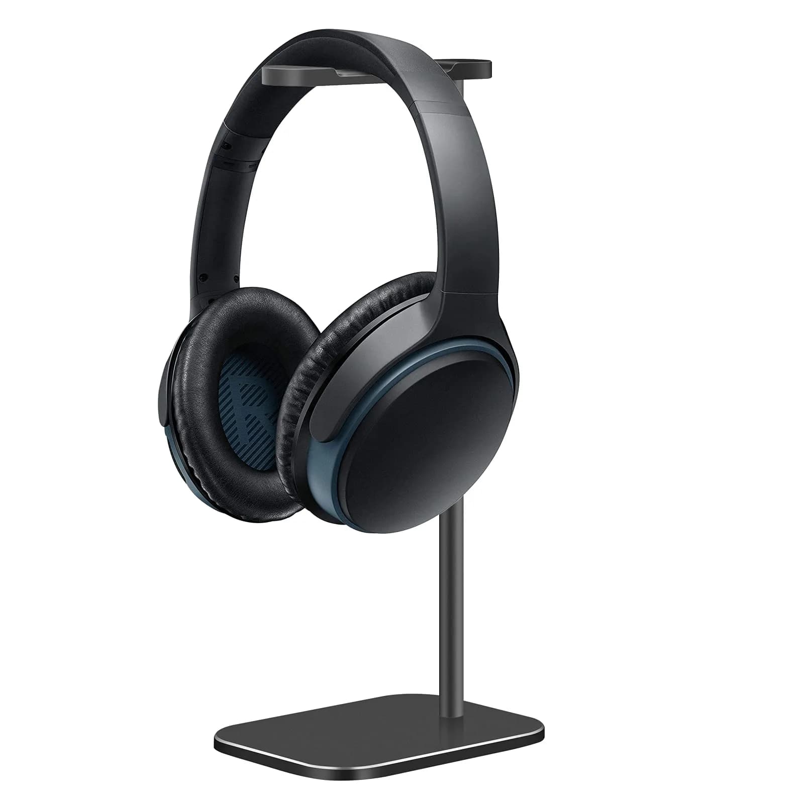 SHUOSUO Black Aluminum Headphone Stand with Solid Metal Base | Modern Minimalistic Design - main product image