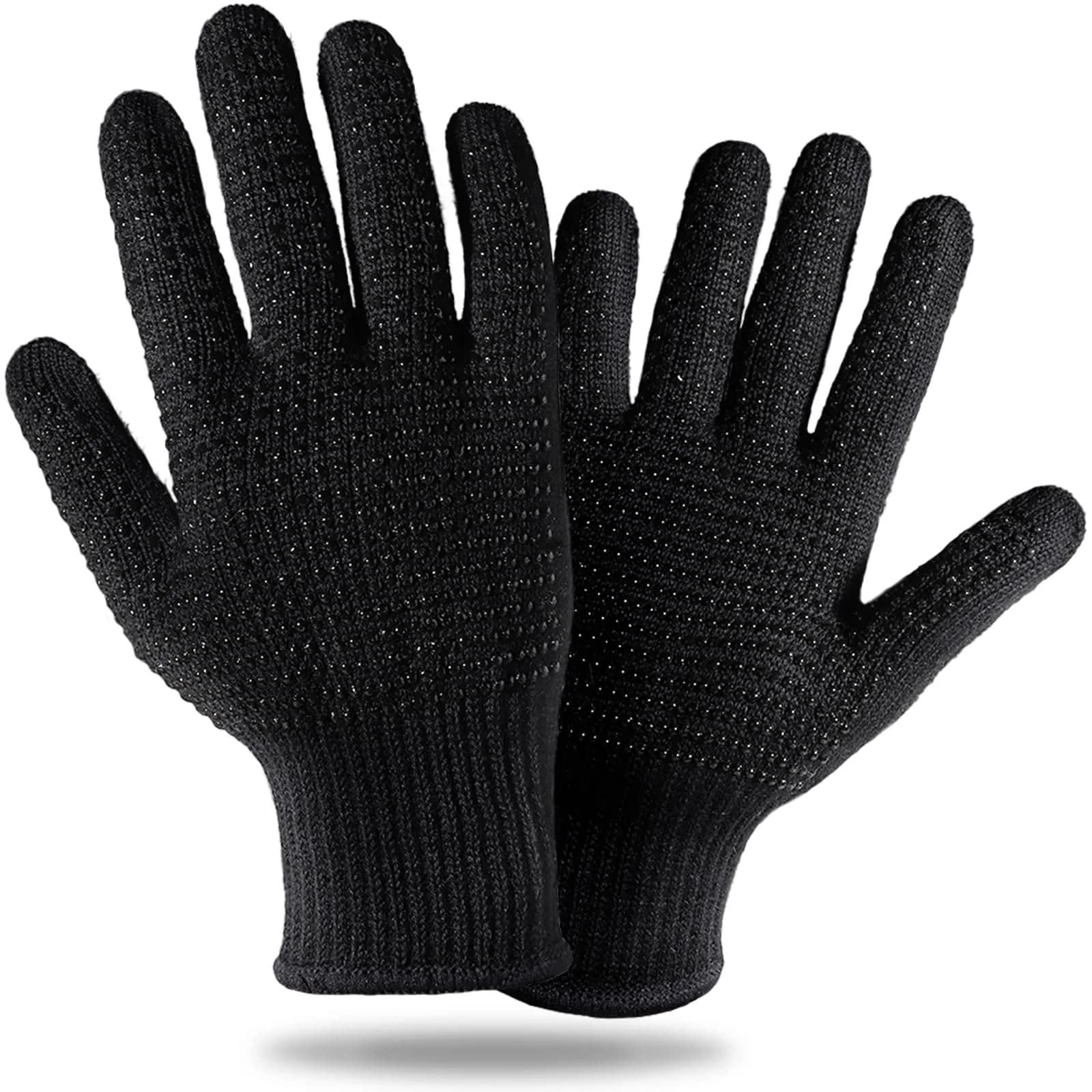 Teenitor Heat Resistant Gloves With Silicone Bumps For Hair Iron Tool, Professional Heat Gloves For Hair Styling, Black (2-Pack) - main product image