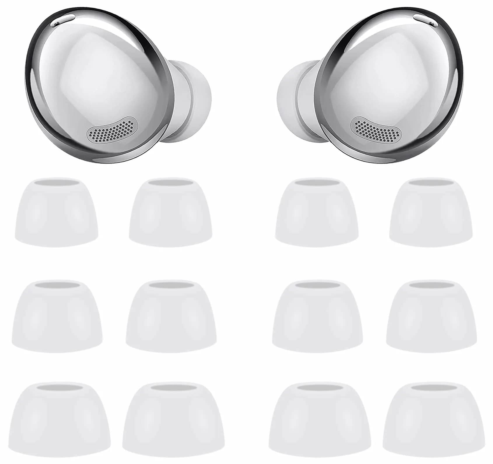 IiEXCEL Replacement Eartips for Samsung Galaxy Buds Pro - 6 Pairs, S/M/L Sizes, Phantom Silver - main product image