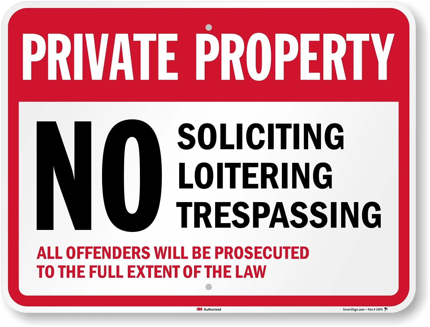 SmartSign Private Property No Soliciting No Loitering No Trespassing Metal Sign 18 x 24 inch | Heavy Duty Aluminum - main product image