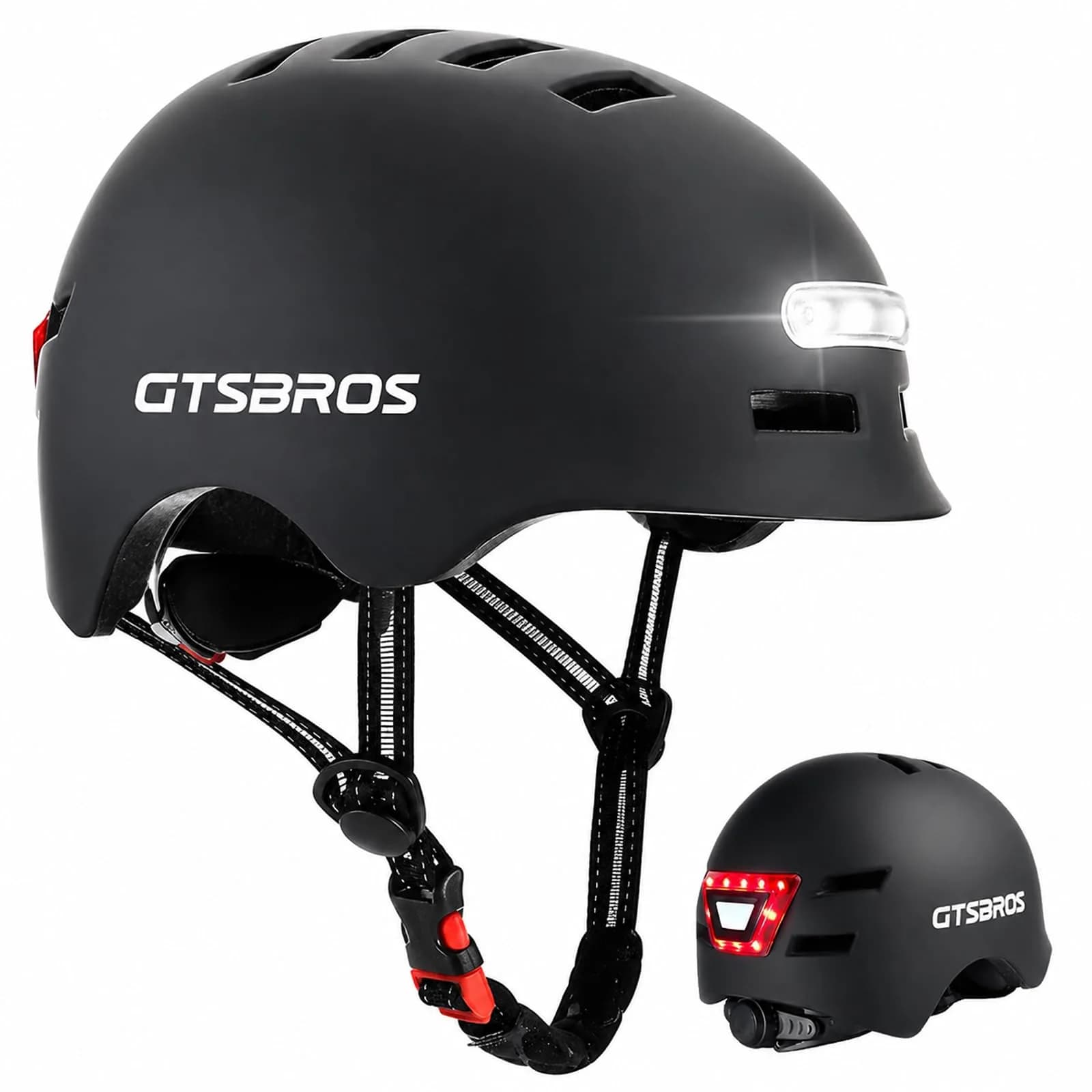GTSBROS Adult Bike Helmet with Light - Adjustable Mountain & Road Cycling Helmet for Men Women | 56.5-59.5CM