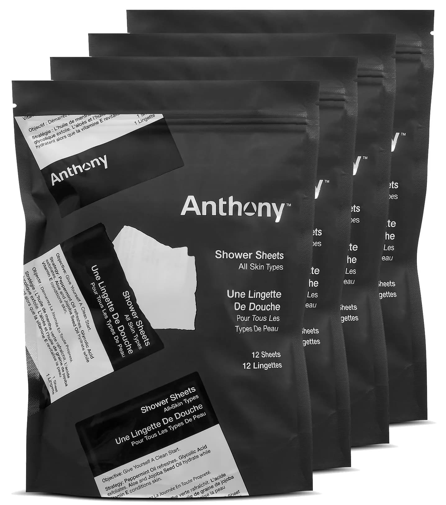 Anthony Body Wipes 48 Count | No-Rinse Body Cleansing Wipes for Travel & Outdoors