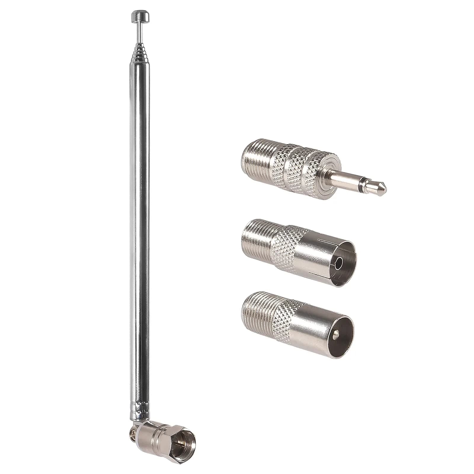 AEDIKO Telescopic FM Antenna 75 Ohm F-Type Male Plug with 3 Connectors | Improves Radio Reception - main product image
