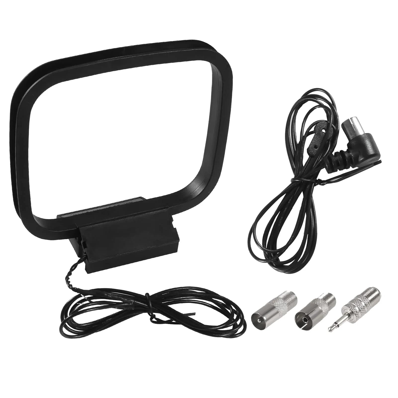 AEDIKO FM Radio Antenna Set with AM Loop Antenna | 75 Ohm Coaxial & 2-Pin Bare Wire Connectors | 1.5m (4.9ft) Cable - main product image