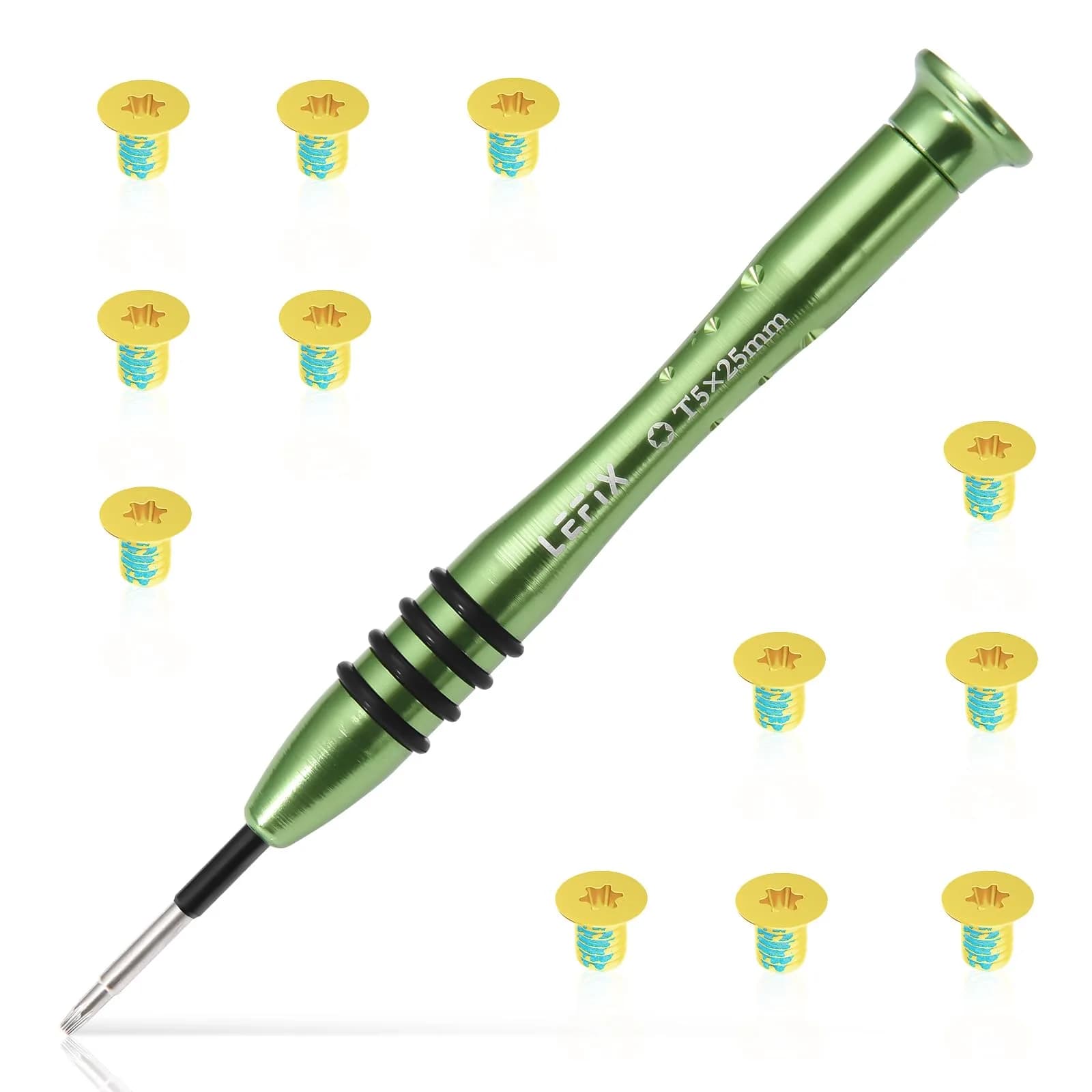 LeFix Gold M2x3 Torx T5 Screws (12-Pack) with T5 Screwdriver | Steel 410 Screws for Dell XPS, Razer Blade, HP Envy - main product image
