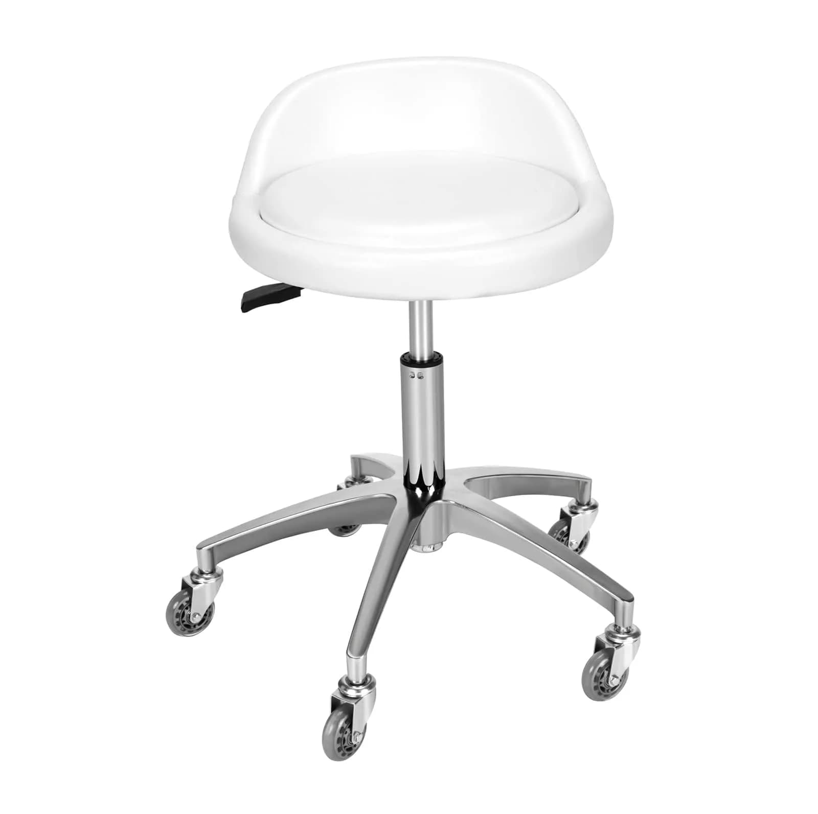 McDooFly White Heavy Duty Salon Stool with Back Support | 400lb Capacity, Adjustable Height, 17" Wide Seat - main product image