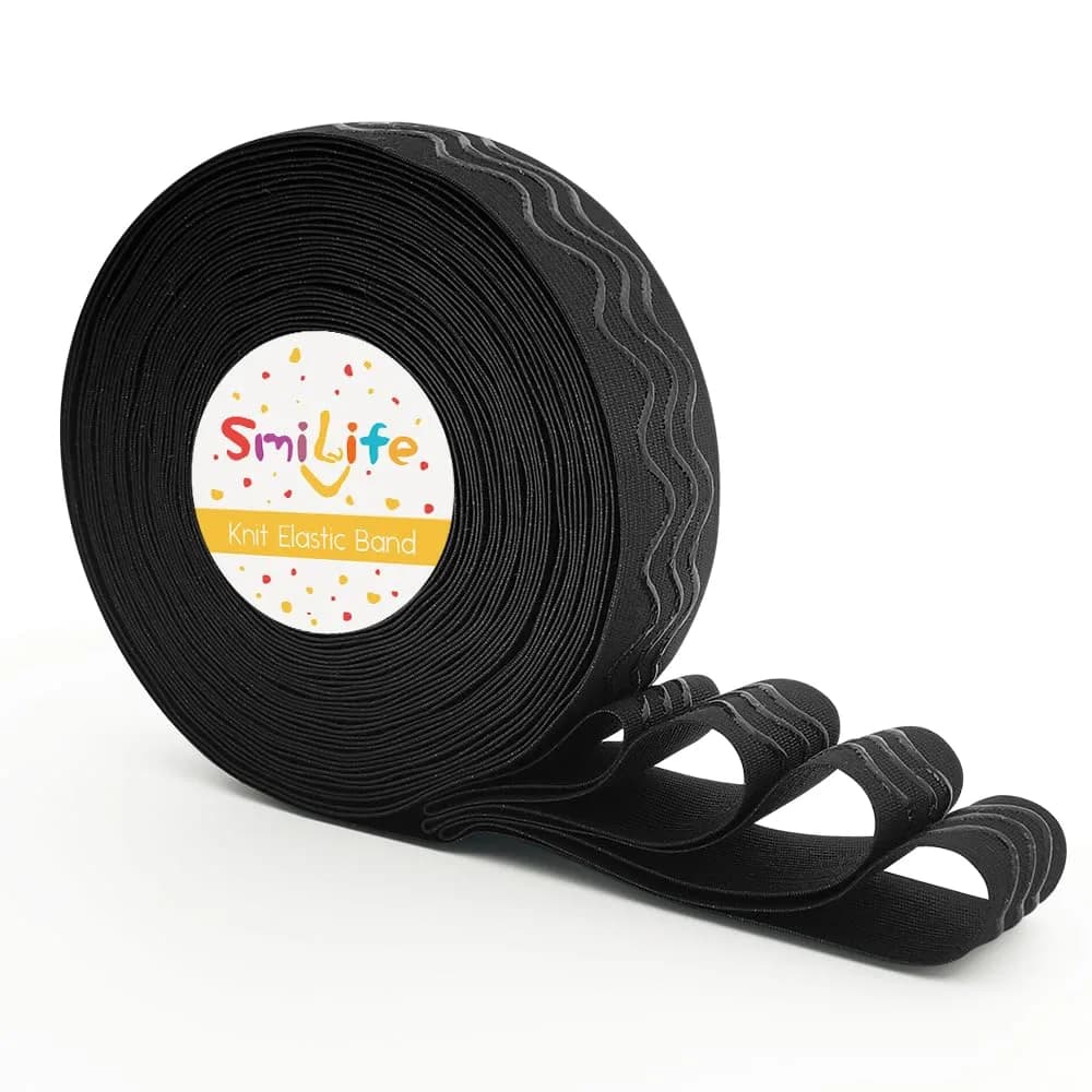 SmiLife Silicone Gripper Elastic for Clothing, Black, 1.1 in x 12 yd | Slip-Resistant, Durable, Customizable - main product image