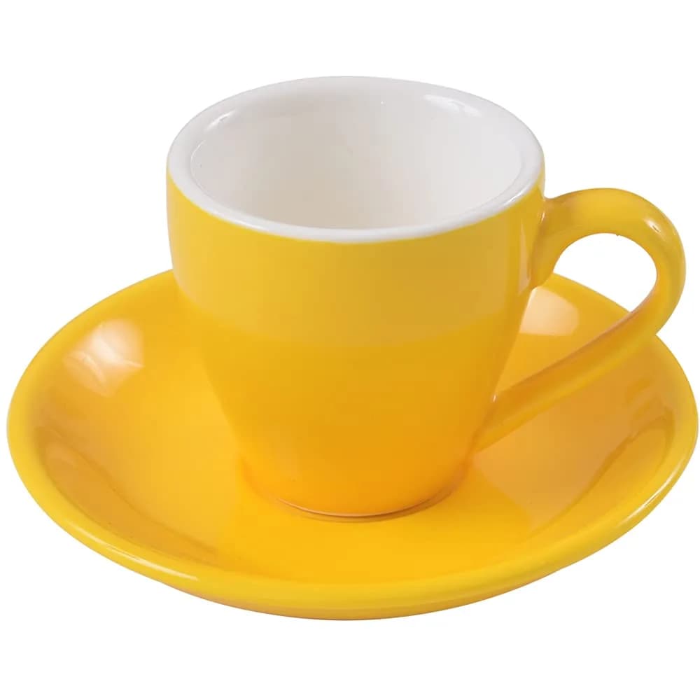 ionEgg Porcelain Espresso Cup with Saucer, 80ml (2.7Oz) Yellow | Pro-Grade Lead-Free Ceramic - main product image