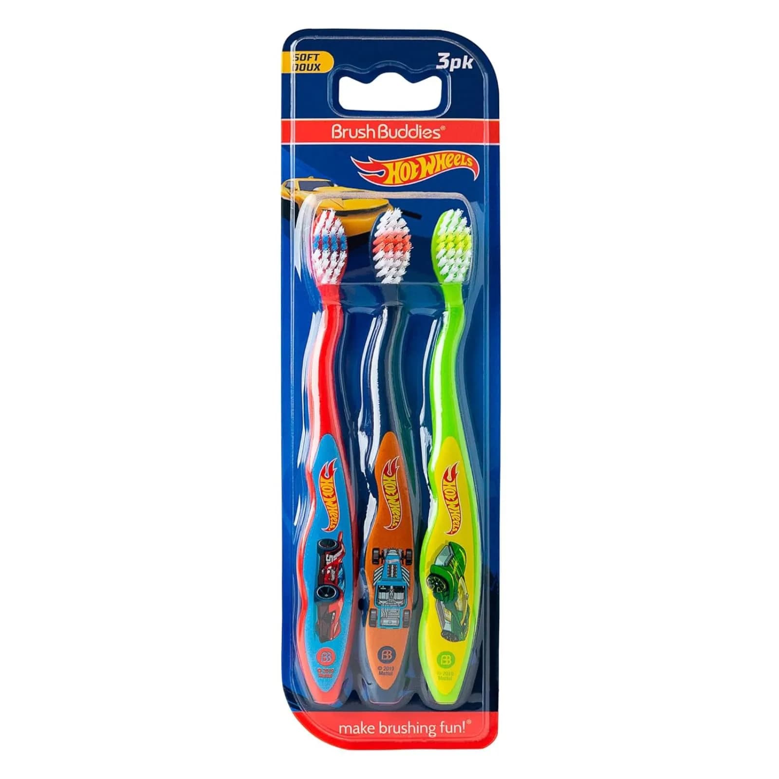 Brush Buddies Hot Wheels Manual Toothbrushes for Kids 3 Pack | Soft Bristles, Fun Multi-Colored Designs, Anti-Slip Handles, Perfect for Toddlers & Travel - main product image