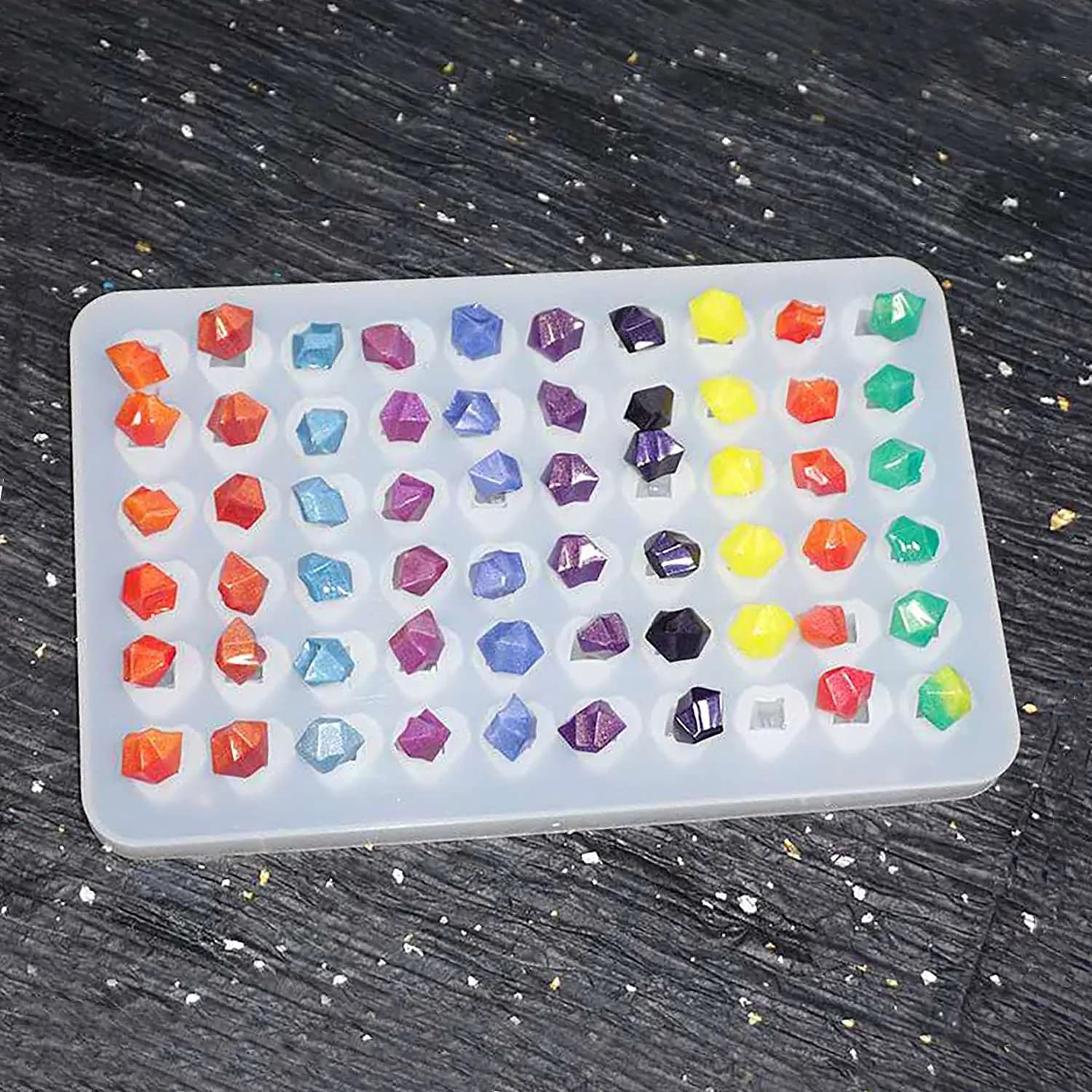 AMZTOART 60-Hole Crystal Stone Resin Mold | 19.05cm x 12.19cm (7.5 x 4.8 inches) - main product image