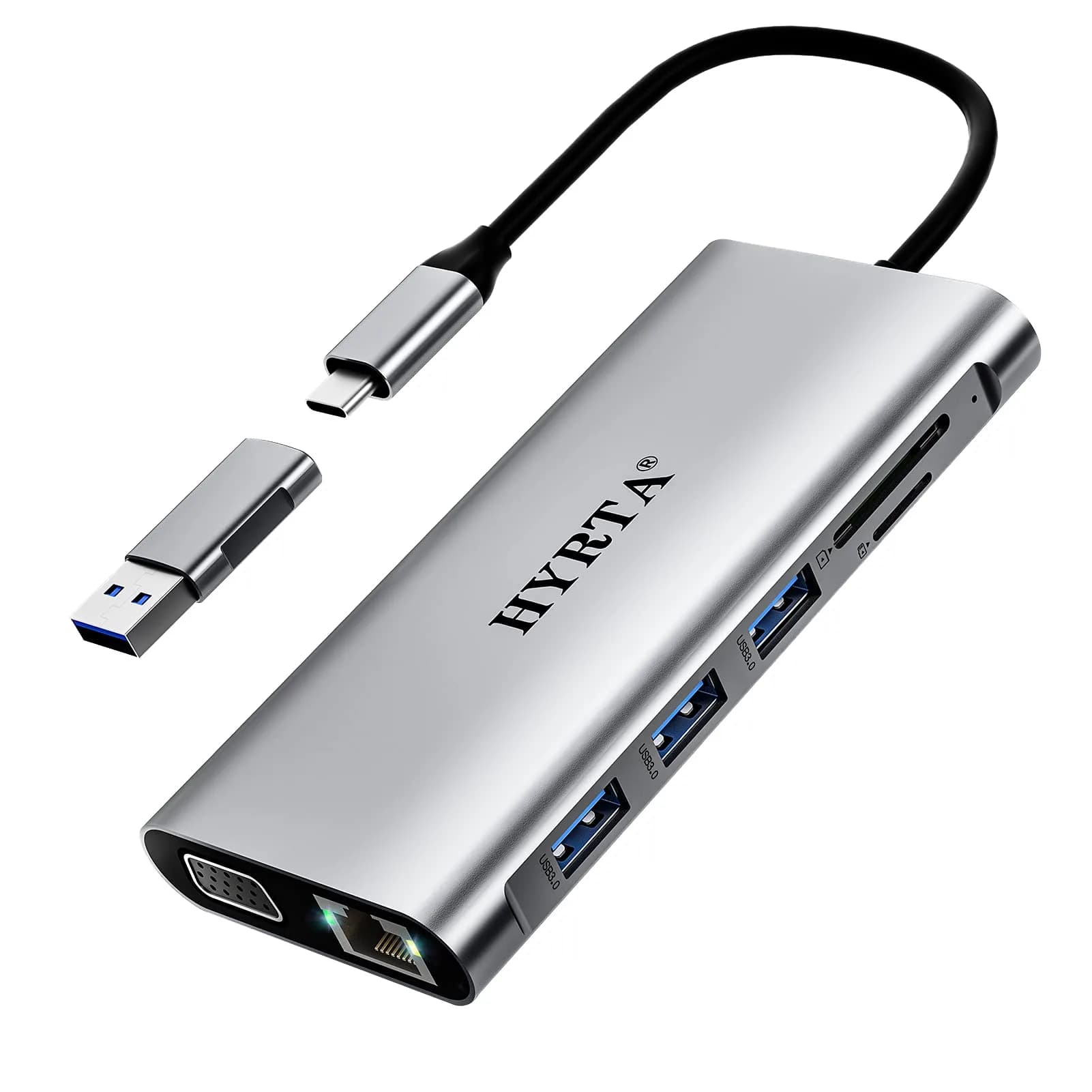 HYRTA 12-in-1 USB C Docking Station Dual Monitor 22.8 cm (8.98 in) | Triple Display Expansion for Laptops - main product image