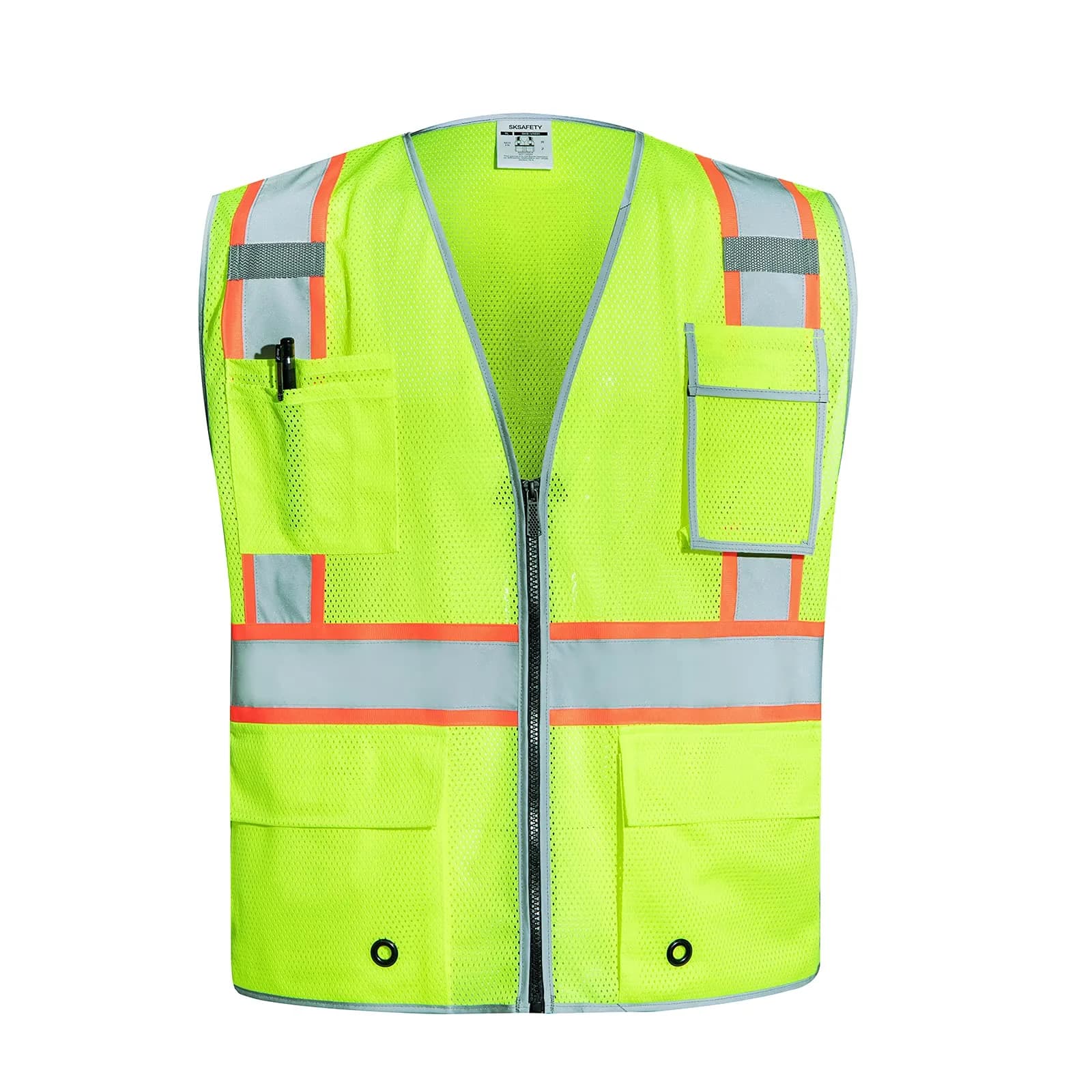 SKSAFETY Class 2 High Visibility Safety Vest 3XL (Lime) | ANSI/ISEA 107-2020 Compliant - main product image