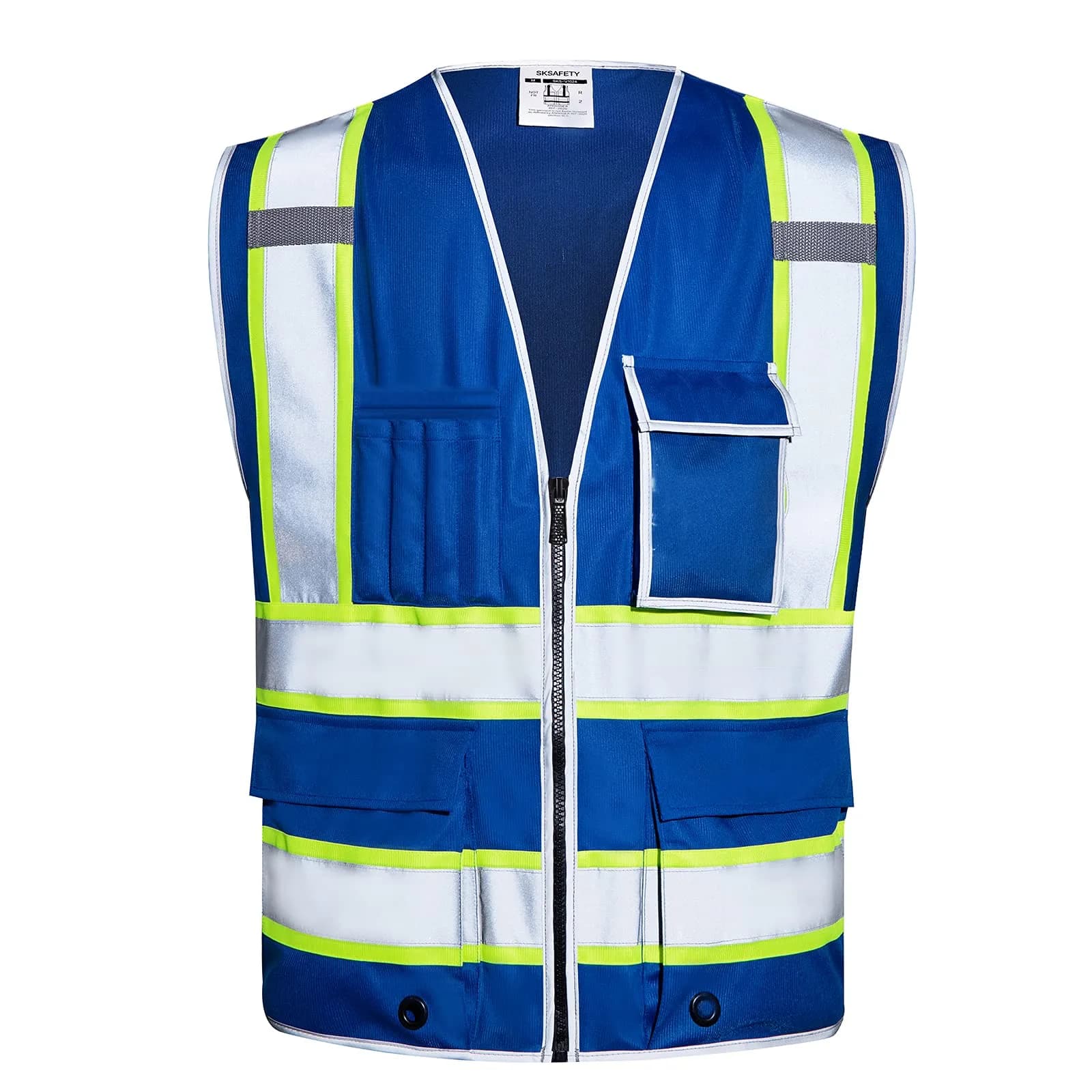 SKSAFETY Blue Hi-Vis Safety Vest with Zipper, ANSI/ISEA Class 2, 3XL (3XL) - main product image