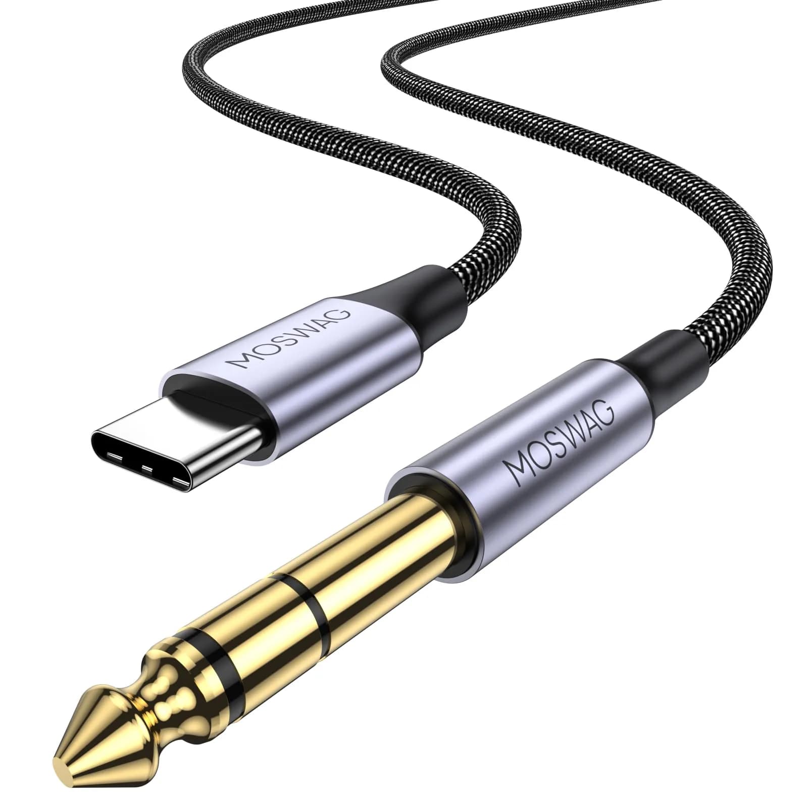 MOSWAG USB C to 6.35mm Audio Cable 2m (6.6ft) | Hi-Fi Stereo Sound for Amps & Speakers - main product image