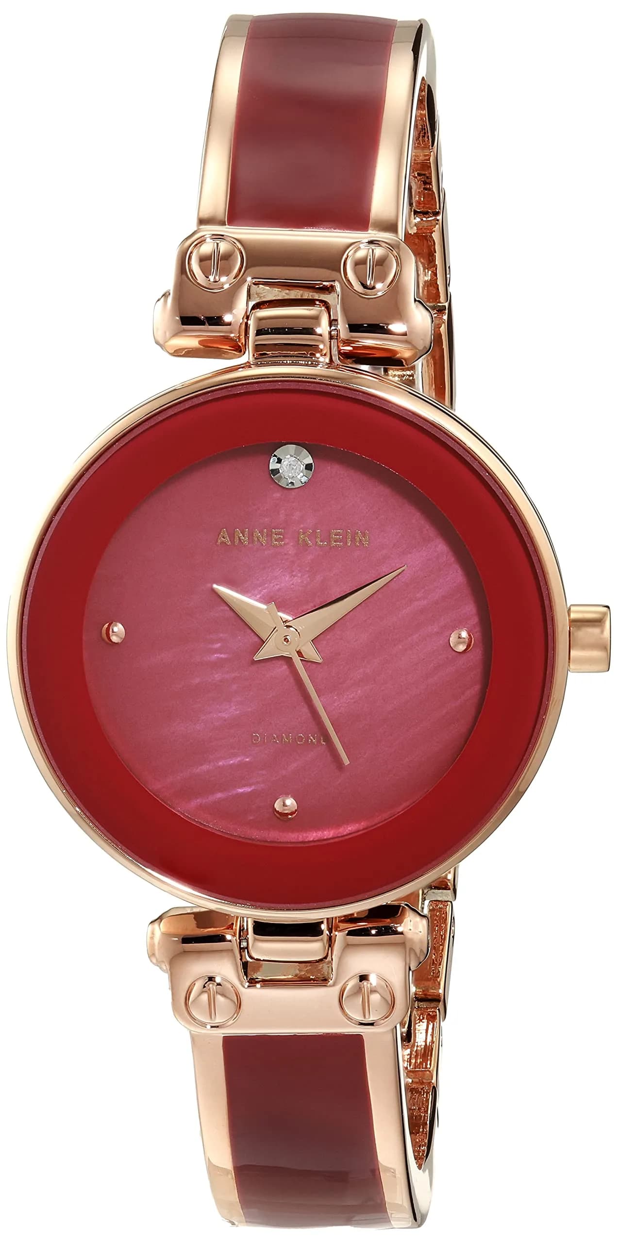 Anne Klein Women's Rose Gold-Tone Bangle Watch with Diamond Dial | 28mm Case - main product image