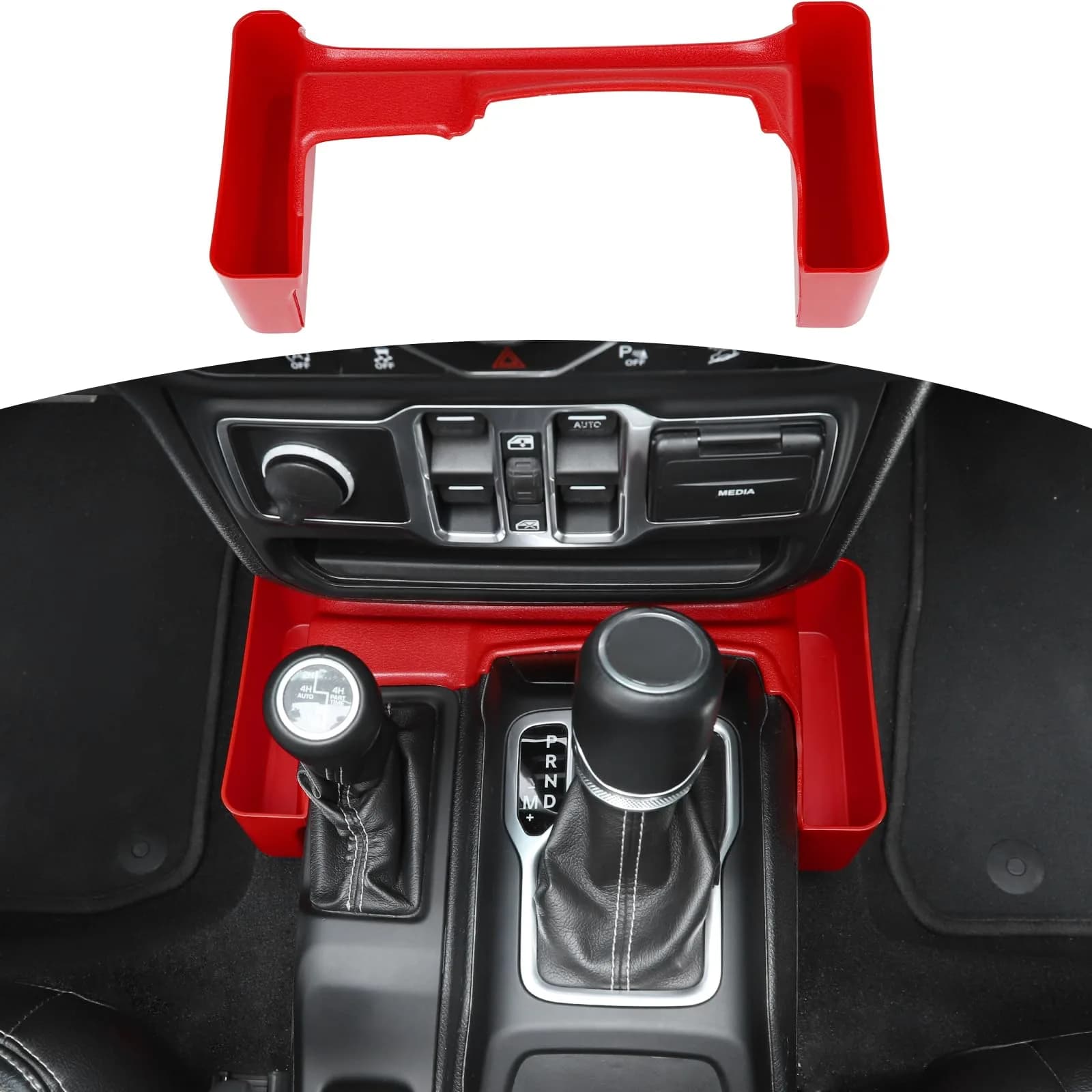 RT-TCZ Red Caddy for Jeep Wrangler JL JLU Gladiator JT 2018-2024 2-Pack | Organizes Phones, Change, and Small Items - main product image