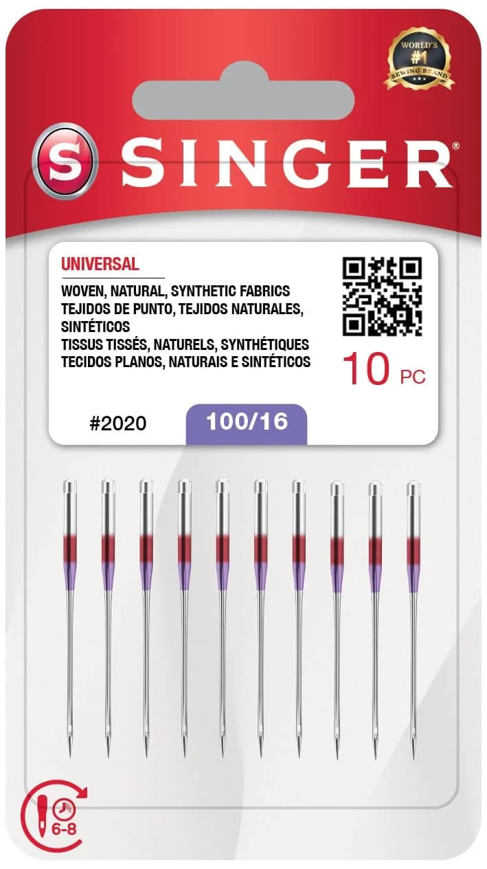 SINGER Universal Sewing Machine Needles 10 Pack Size 100/16 | Steel, Regular Point, Universal Fit
