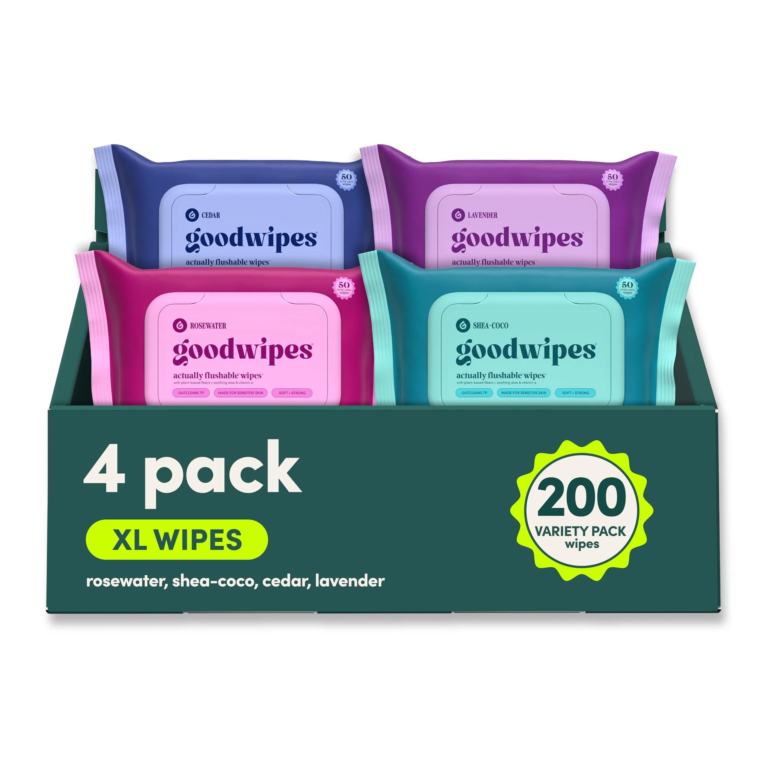 goodwipes Flushable Wipes Variety Pack 240 Count (Pack of 4) | Septic Safe & Biodegradable - main product image
