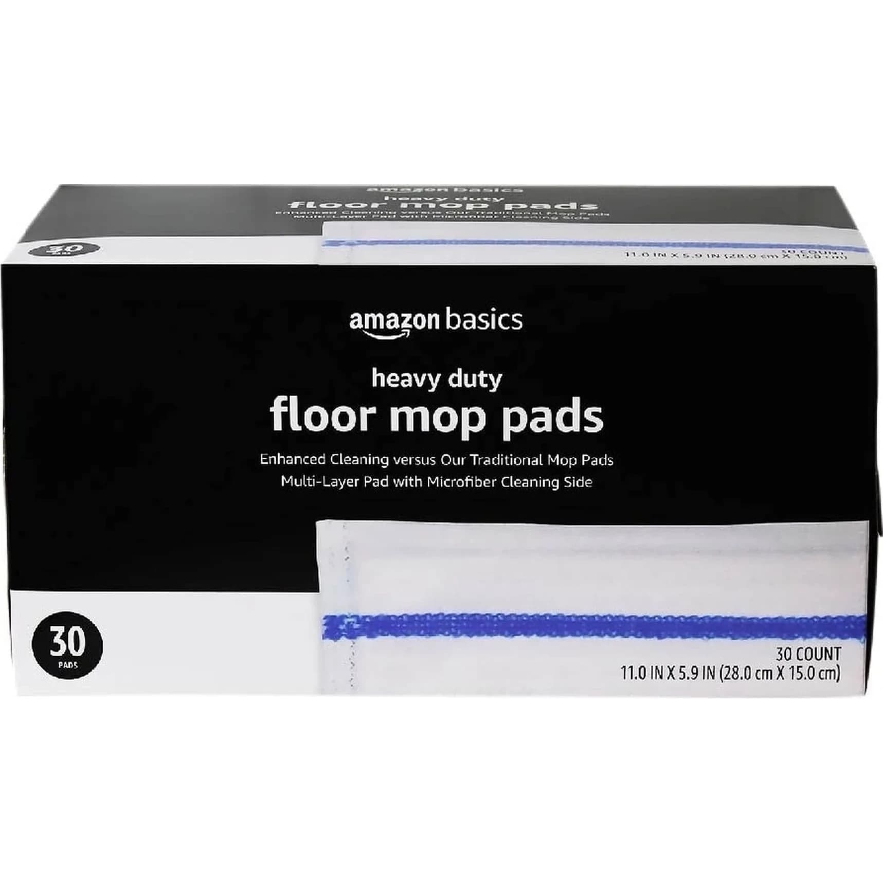 Amazon Basics Heavy Duty Disposable Floor Cleaning Mopping Pads with Absorbent Microfiber, Fits Swiffer WetJet Mopping Systems, 30 Count | Value Pack for Home Cleaning - main product image