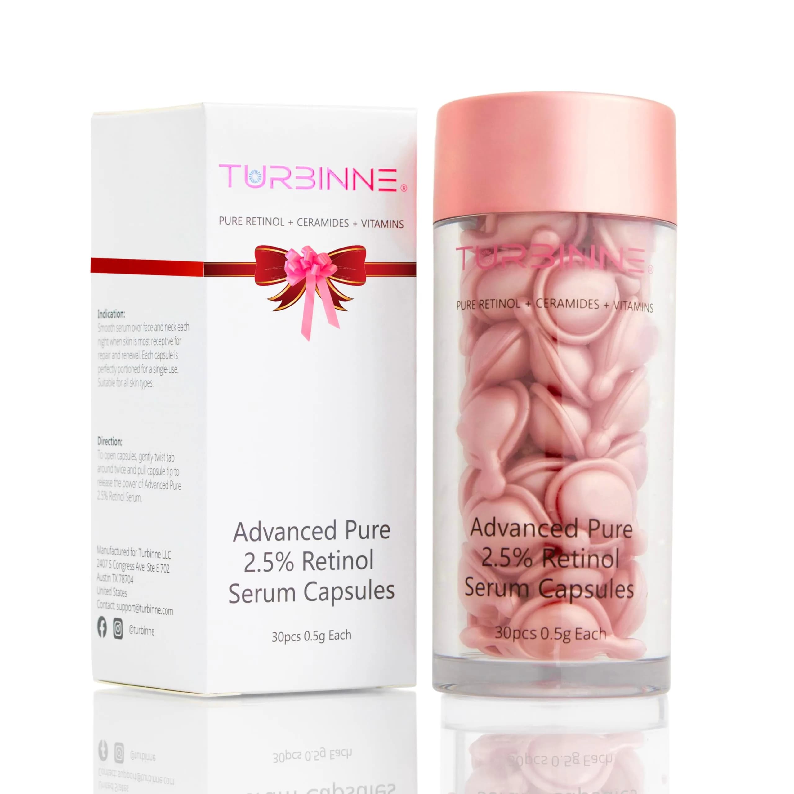 TURBINNE Pure 2.5% Retinol Serum Capsules (30 Count) | Look 5 Years Younger in 30 Days with Deep Hydration - main product image