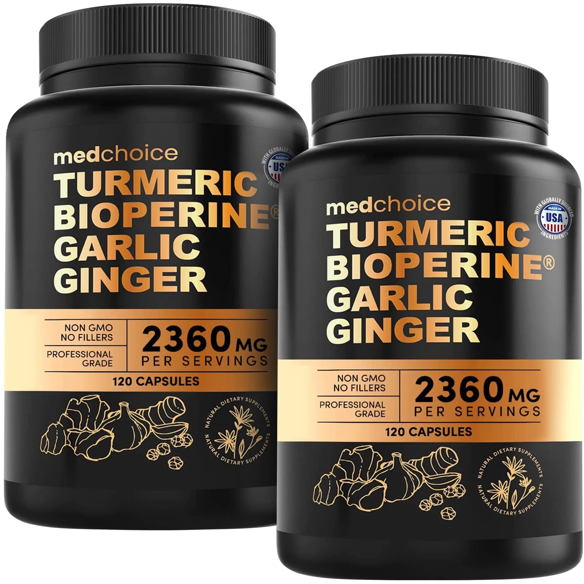 MEDCHOICE 4-in-1 Turmeric Joint Support with Garlic & BioPerine, 120ct | Supports Mobility & Joint Comfort