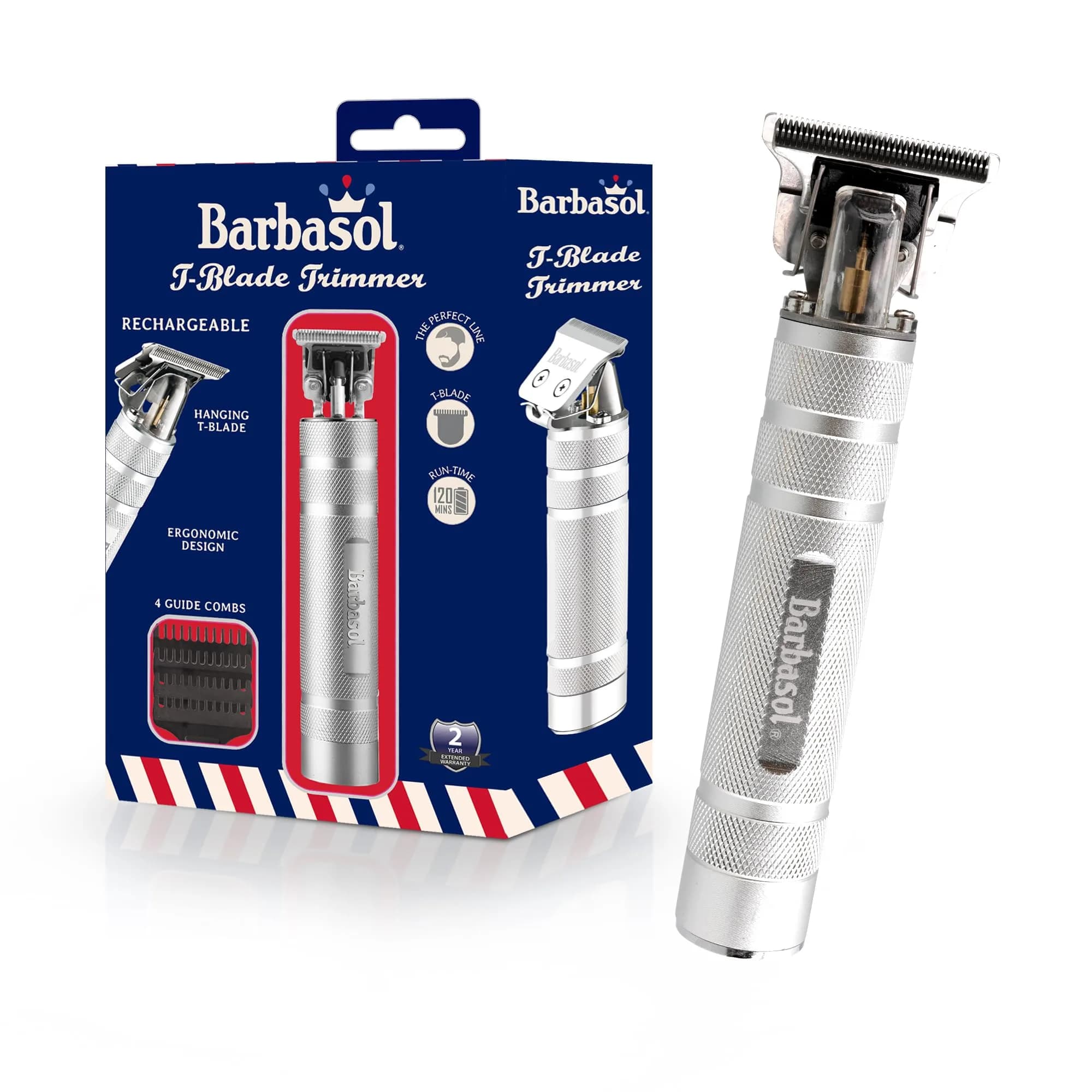 XTREME Rechargeable Zero-Gapped T-Blade Trimmer with 3 Guide Combs | 90 Min Cordless Use - main product image