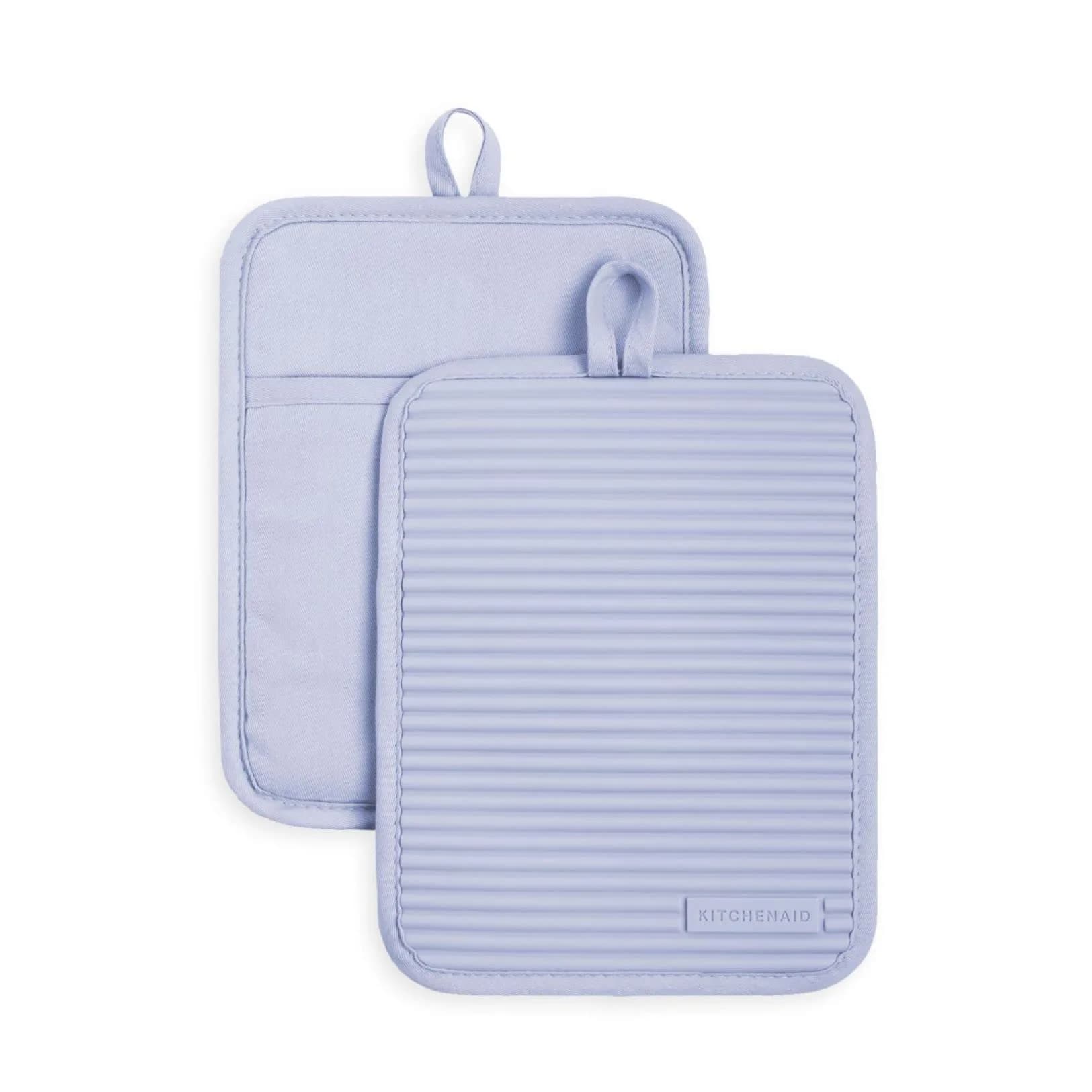KitchenAid Ribbed Soft Silicone Pot Holder 2-Pack Set, Lavender Cream Purple, 18x23 cm (7"x9") | Heat Resistant Up to 500°F - main product image