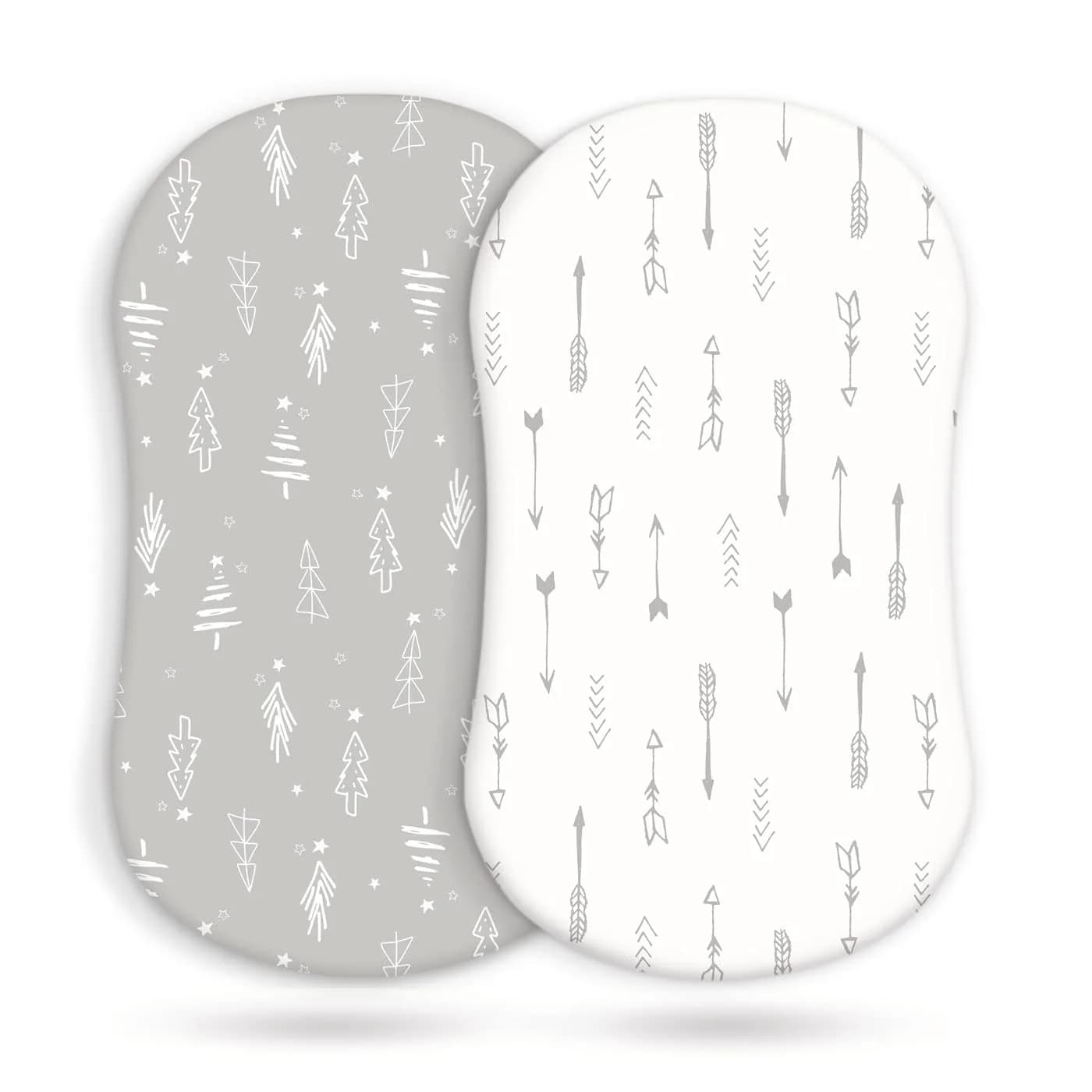 GRSSDER Fitted Bassinet Sheet Set 2 Pack | Ultra Soft Jersey Knit, Universal Fit for Baby Cradle & Moses Basket