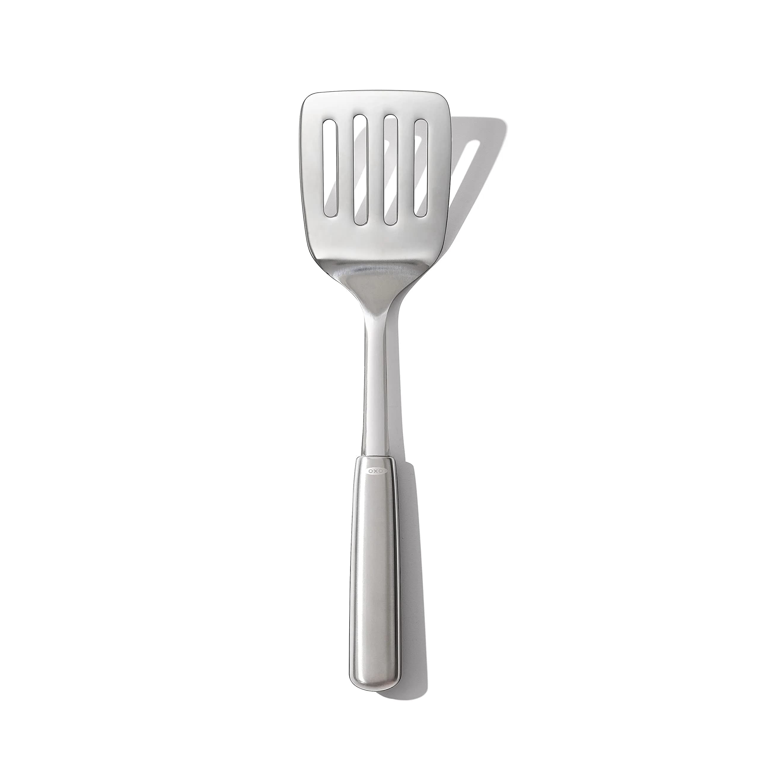 OXO Steel Cooking Turner with Stainless Steel Head & Non-Slip Handle | 33cm (13 inch) | Dishwasher Safe