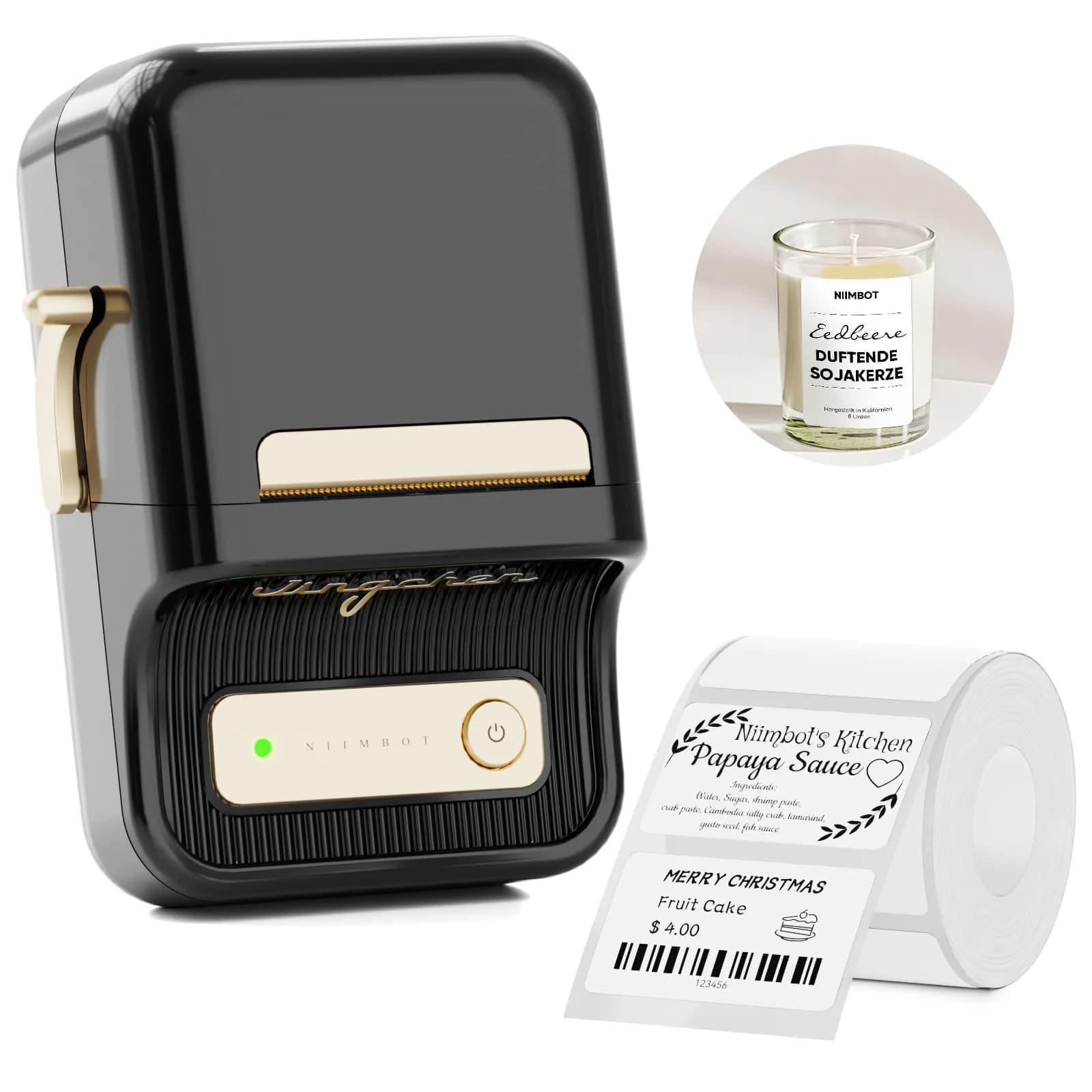 NIIMBOT B21 Label Maker Printer with 1 Pack 50x30mm White Labels | Portable Bluetooth iOS Android Compatible - main product image