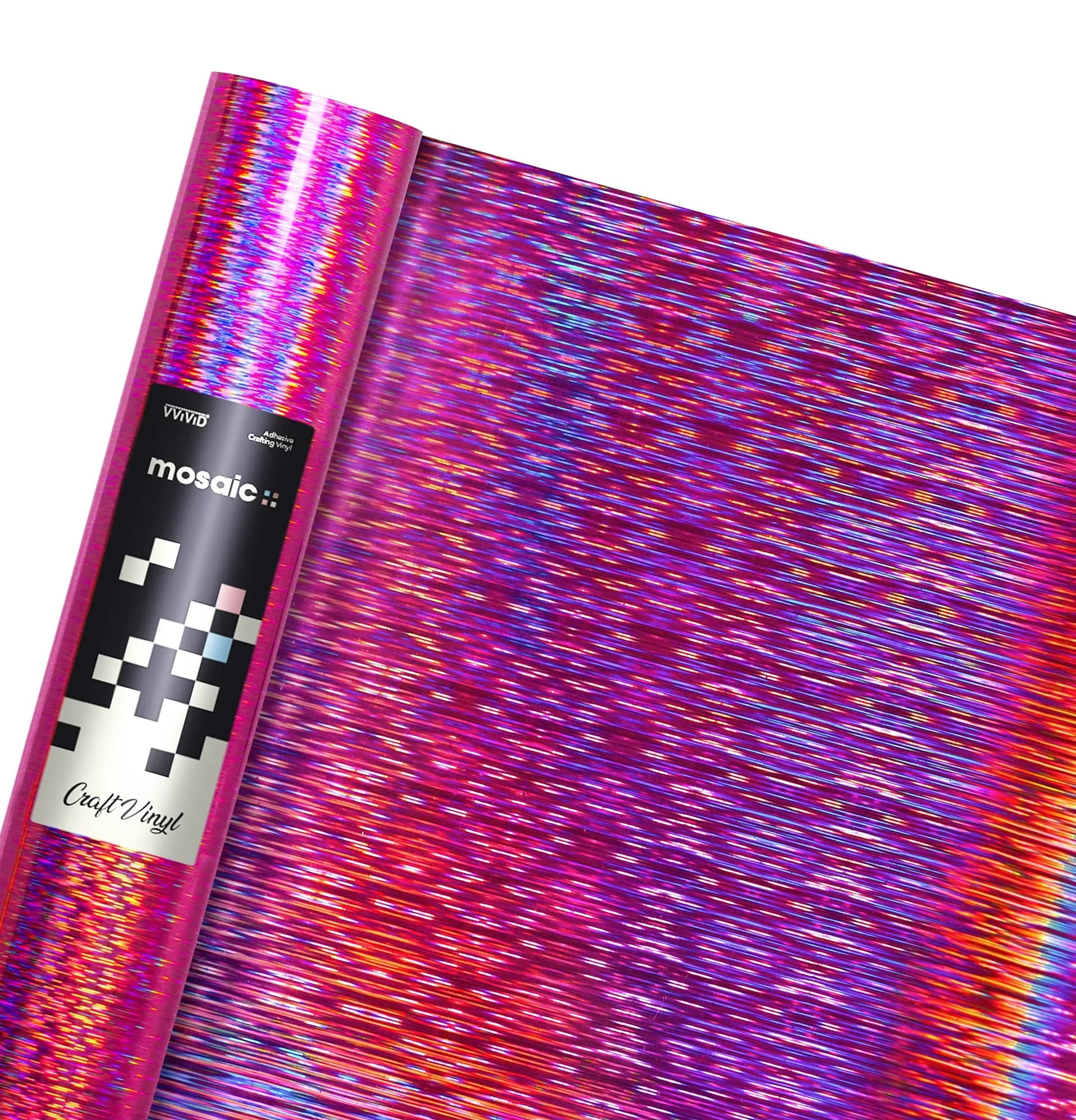 VViViD Mosaic+ Rose Pink Brushed Holographic Crafting Vinyl 1ft x 5ft | UV & Scratch Resistant, Easy Weeding, Indoor & Outdoor Use