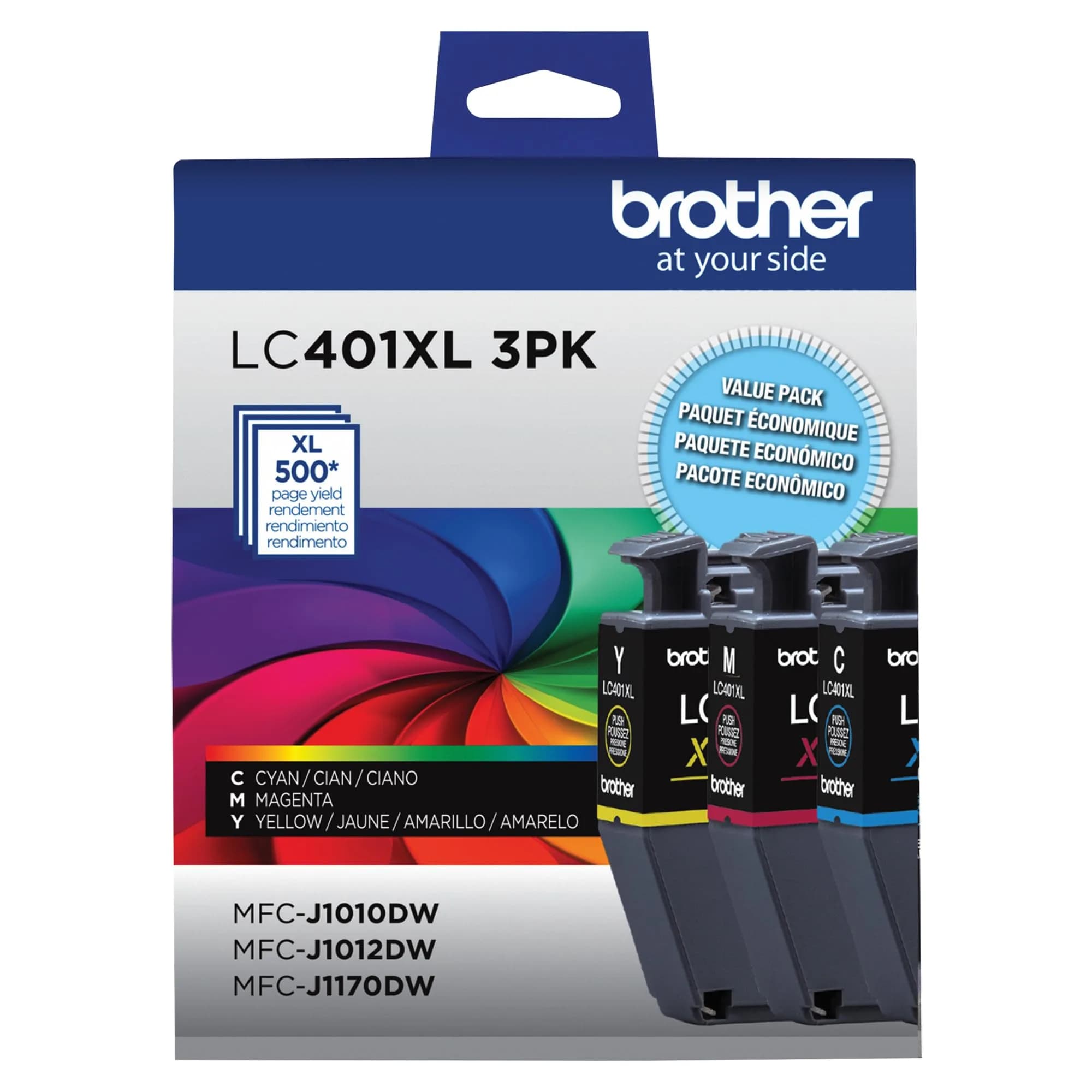 Brother LC401XL High Yield 3-Pack Color Ink Cartridges Cyan Magenta Yellow | Professional Print Quality - main product image